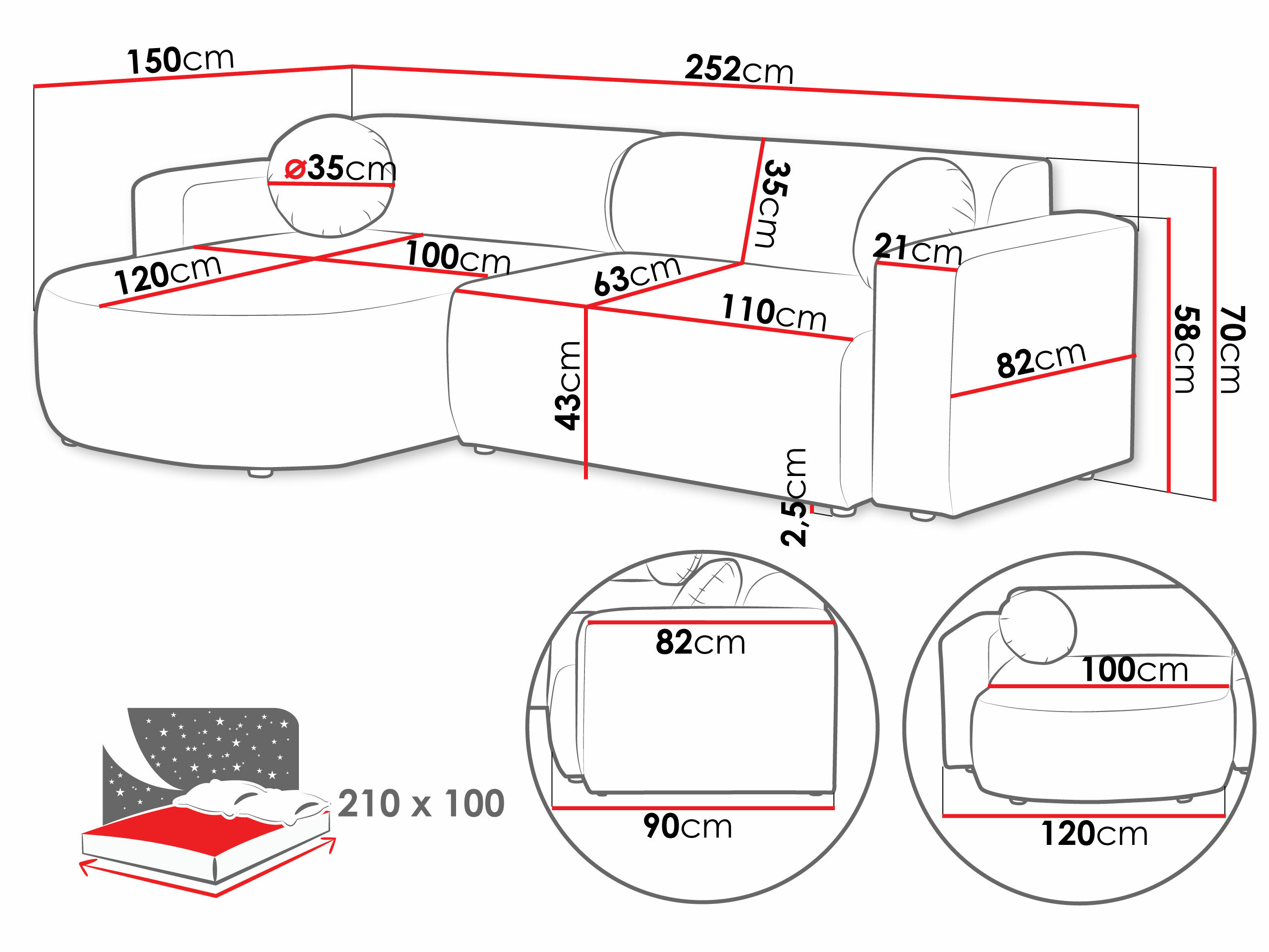 Horn­sófi Comfivo Corus (Velo 635)