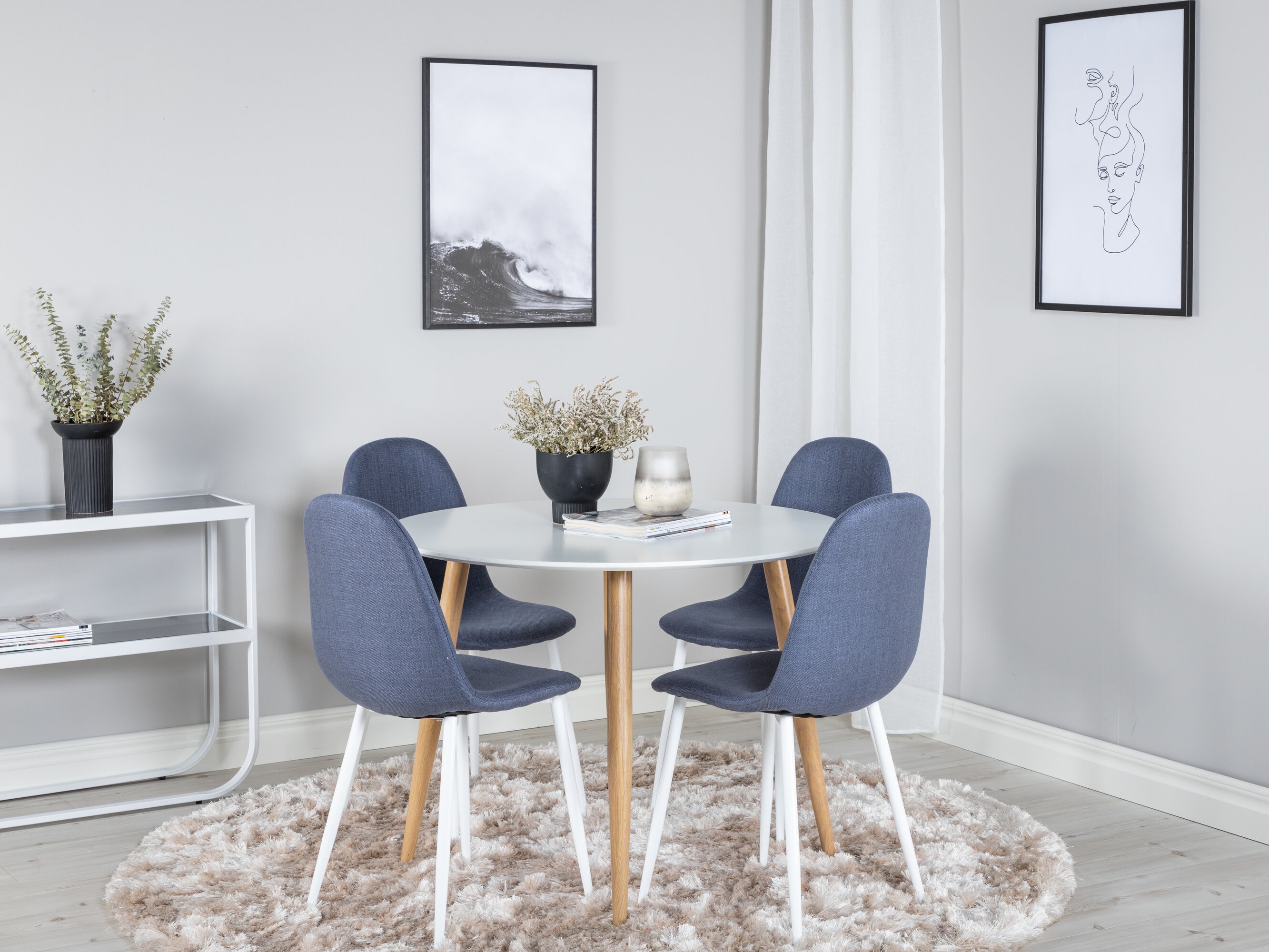 Borðstofusett Dallas 291 (Blár + Hvítur)