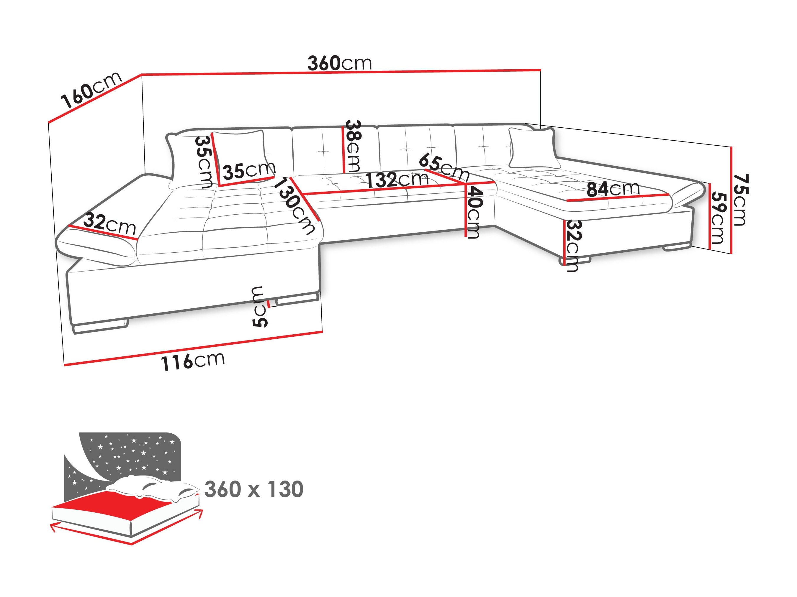 Horn­sófi Comfivo Ficus I (Lux 03)