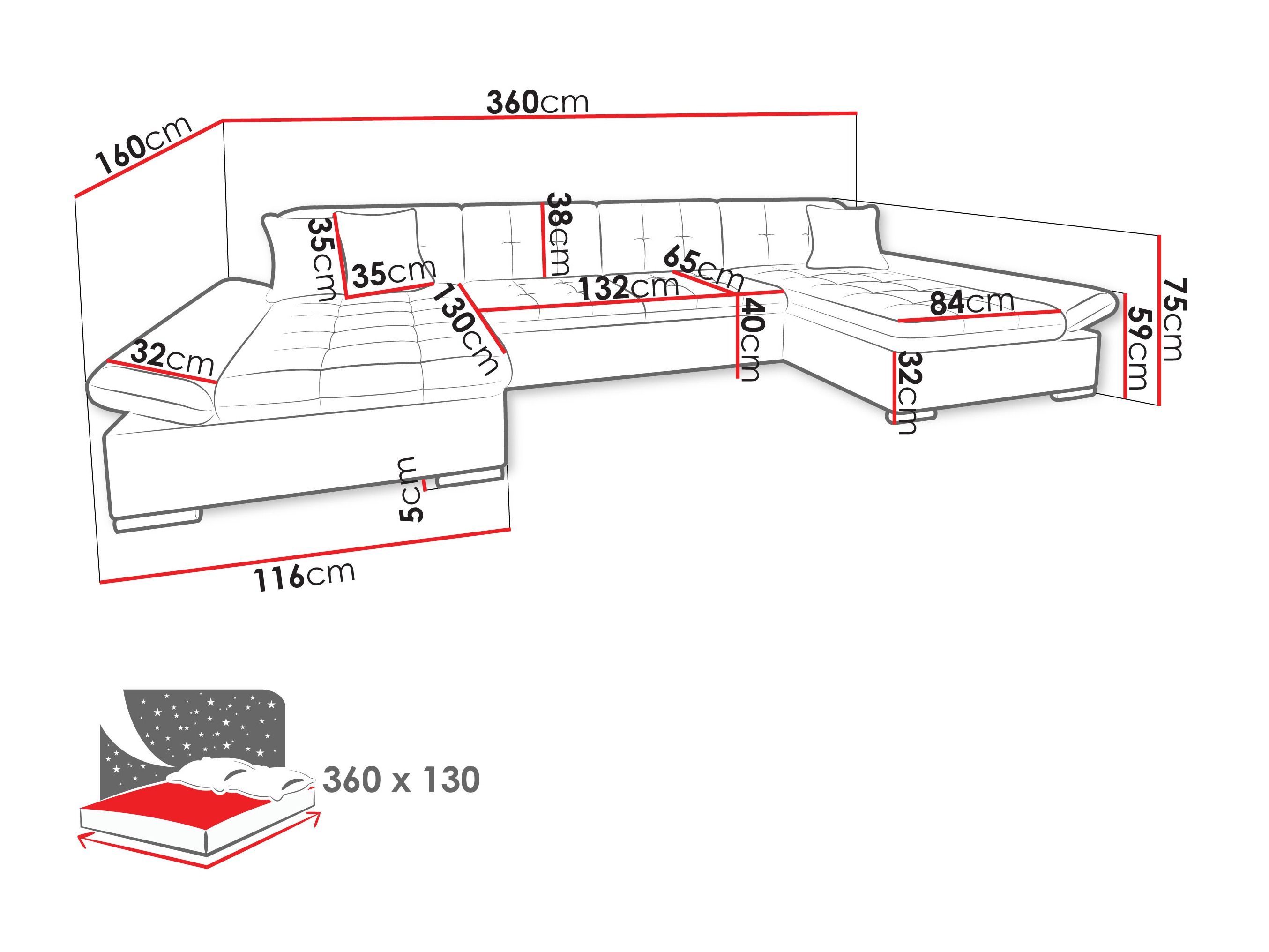 Horn­sófi Comfivo Ficus II (Maya 09 + Mokka 71)