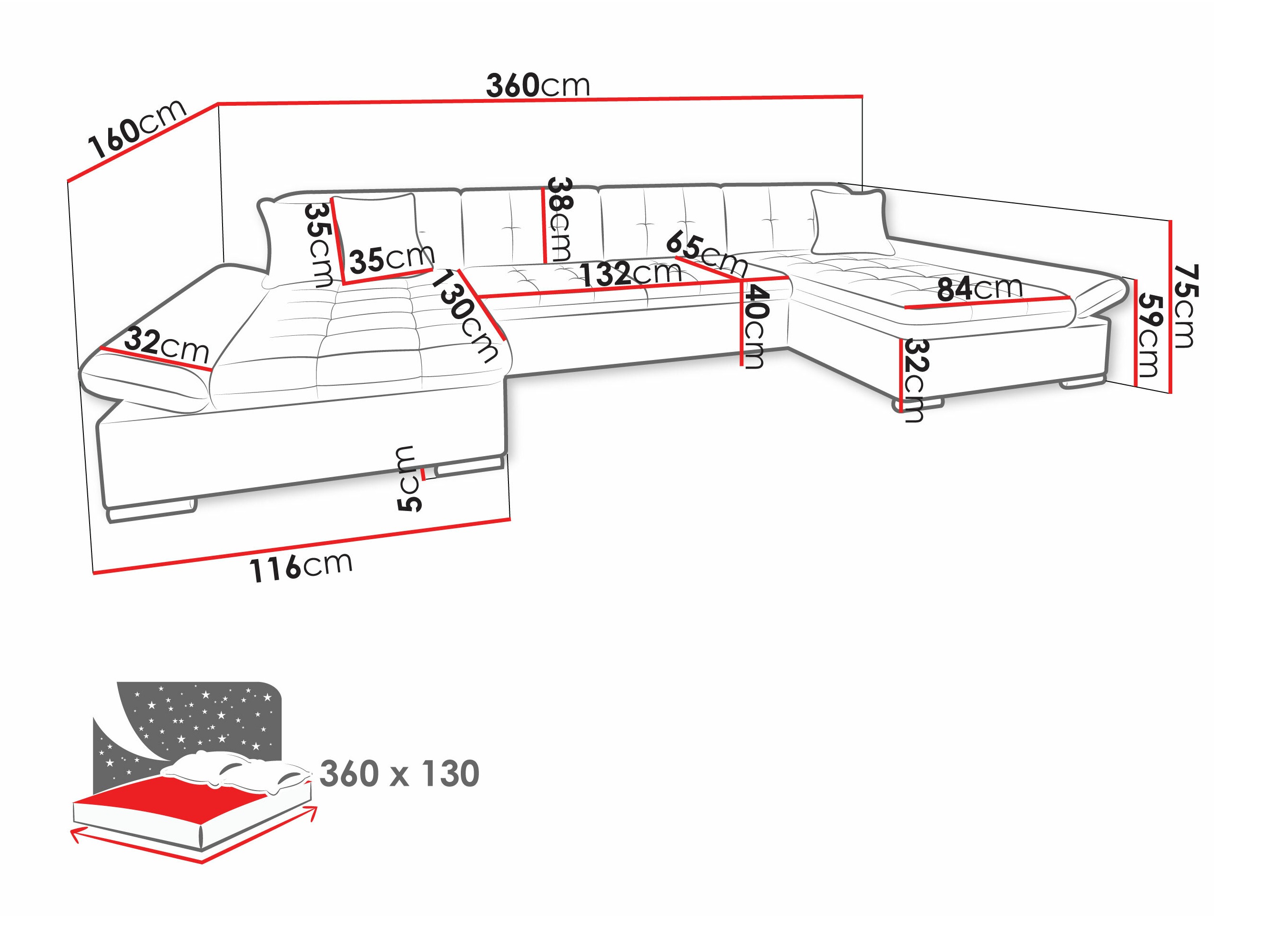 Horn­sófi Comfivo Ficus II (Miu 2058 + Miu 2059)