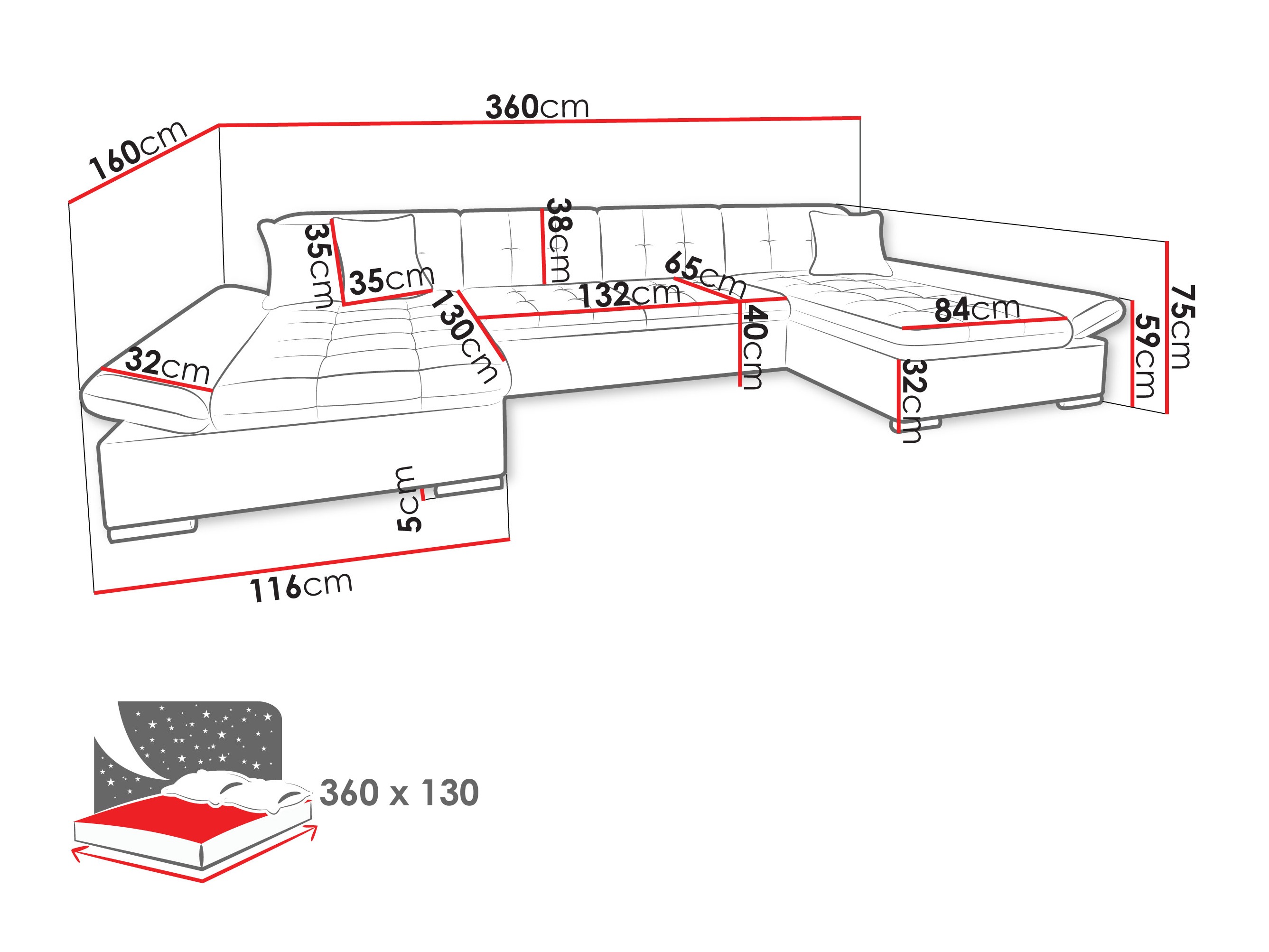 Horn­sófi Comfivo Ficus II (Piano 17)