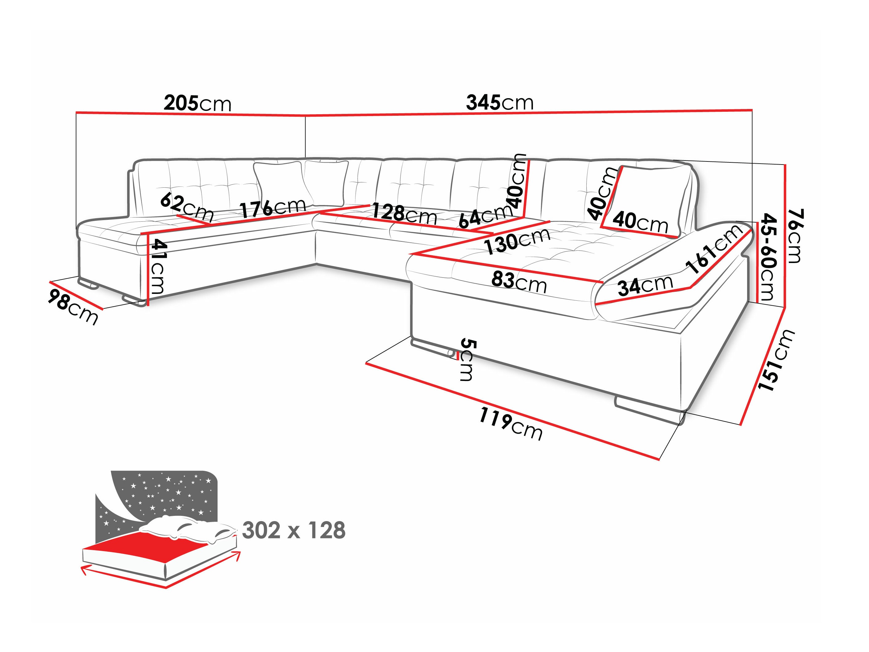 Horn­sófi Comfivo Tilia (Soft 011 + Lux 06 + Lux 05)