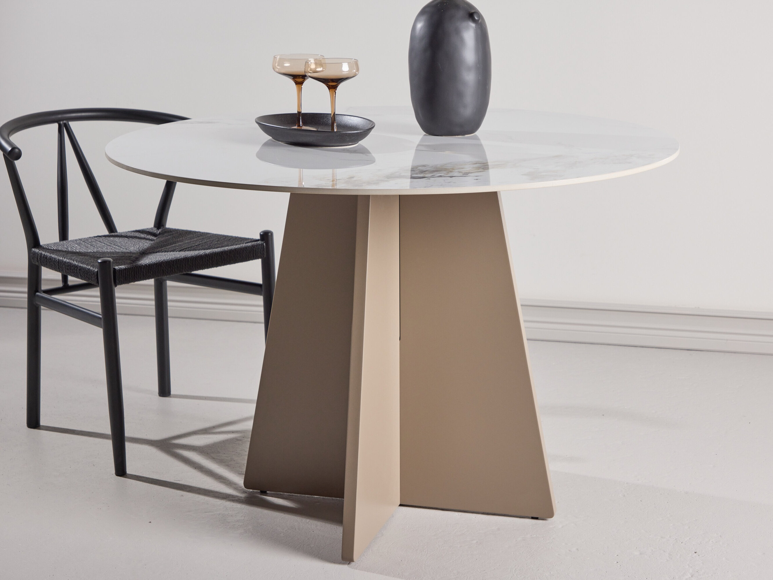 Borð Dallas 4451 (Hvítur marmari + Beige)