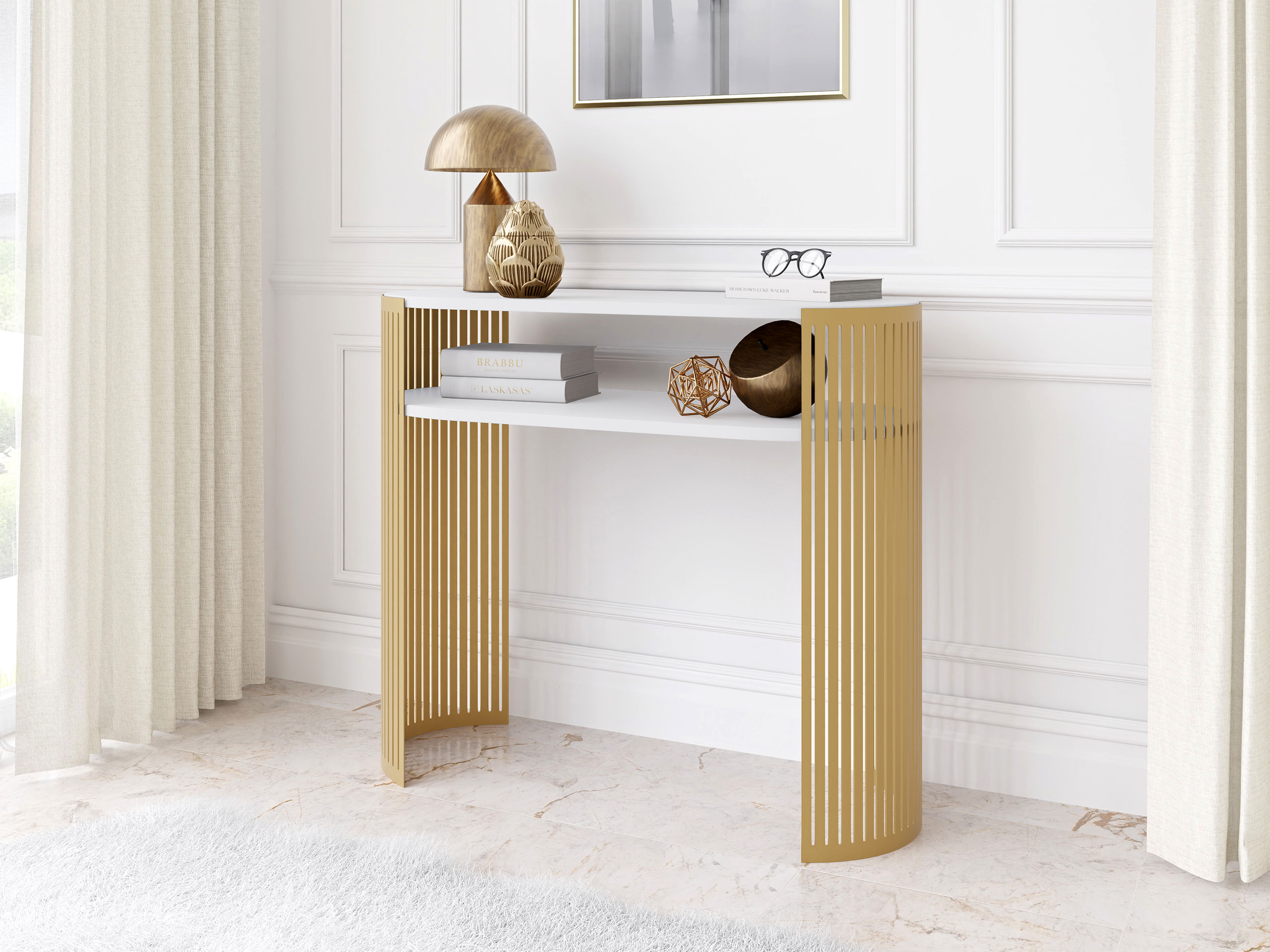 Console borð Civer II (Gylltur + Hvítur)
