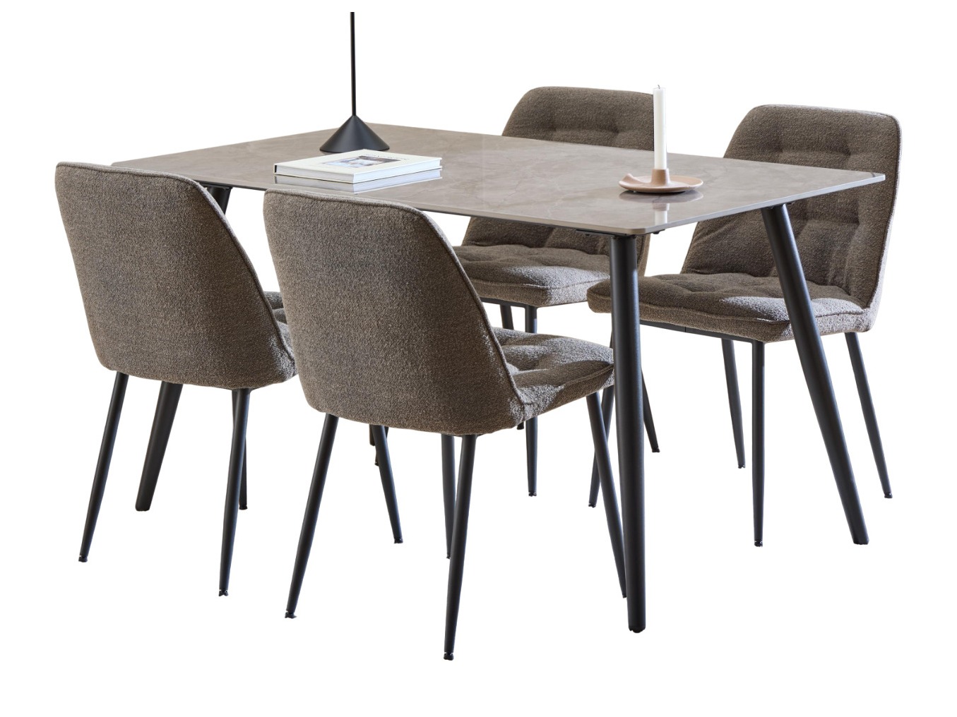 Borðstofusett Norsica 1012 (Grár marmari)