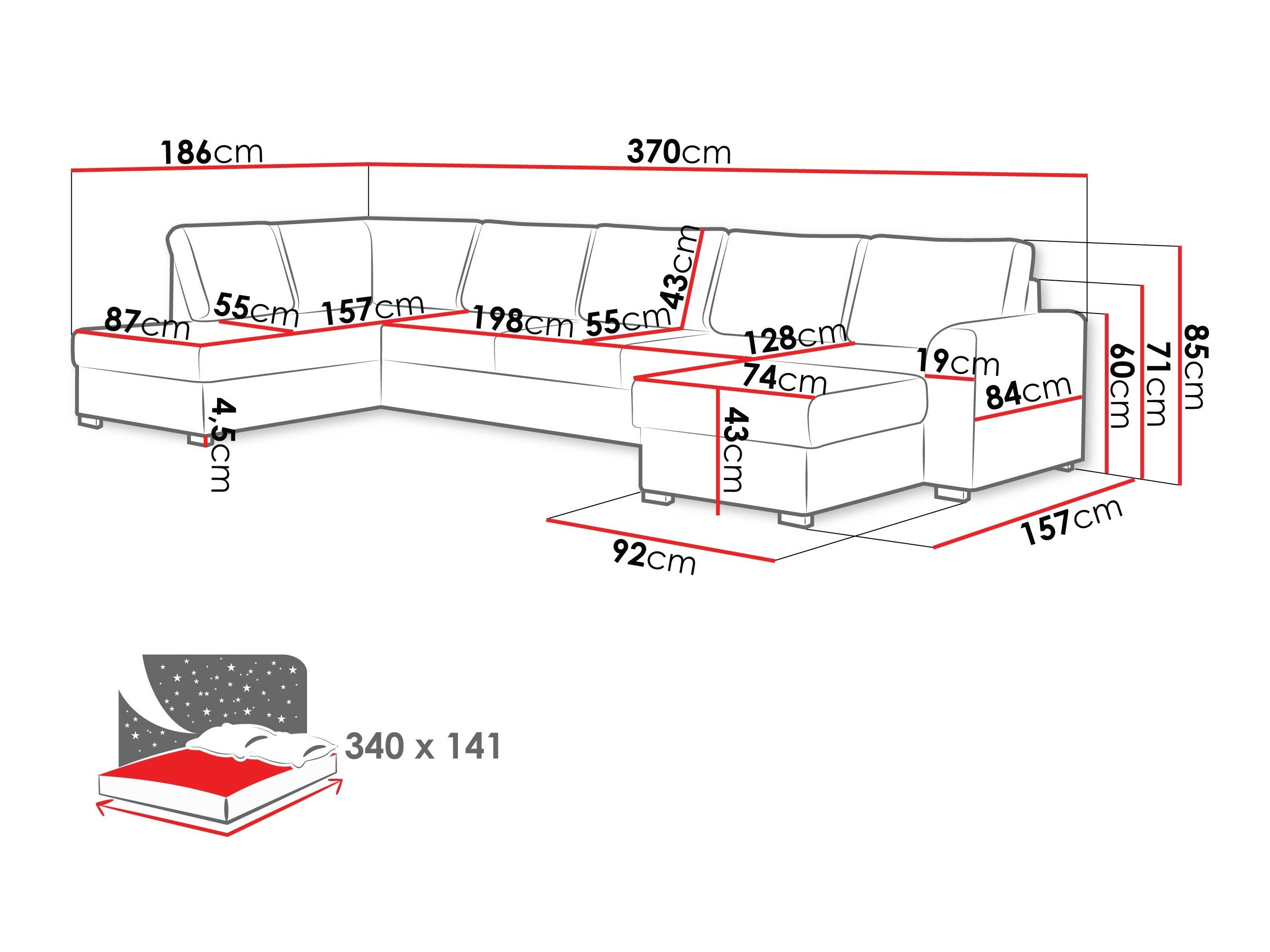 Horn­sófi Comfivo Flumen III (Maya 03)