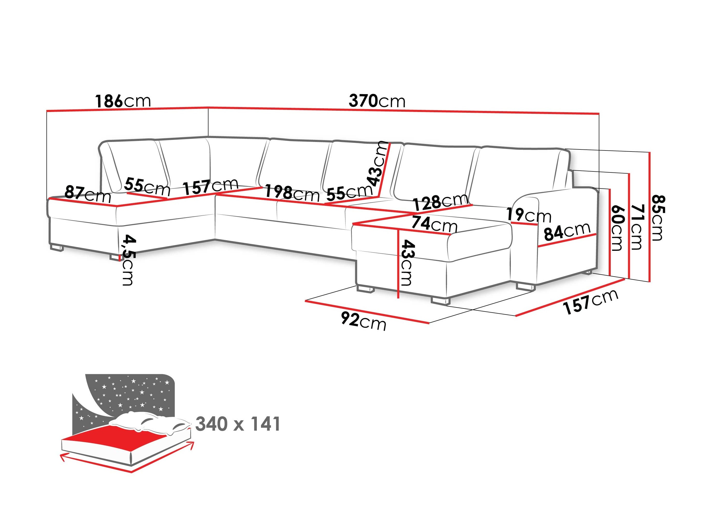 Horn­sófi Comfivo Flumen III (Maya 03)