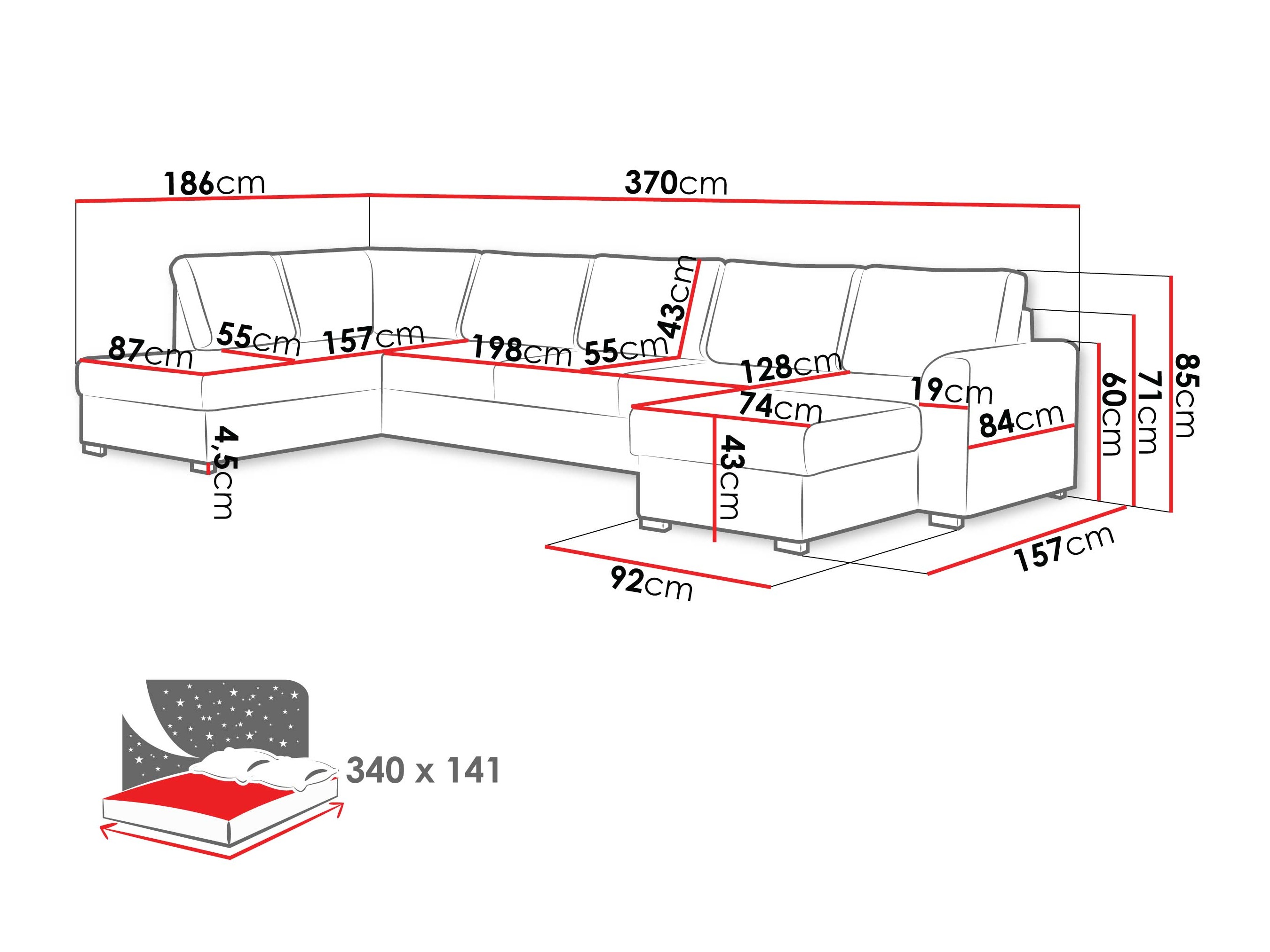 Horn­sófi Comfivo Flumen III (Piano 26)