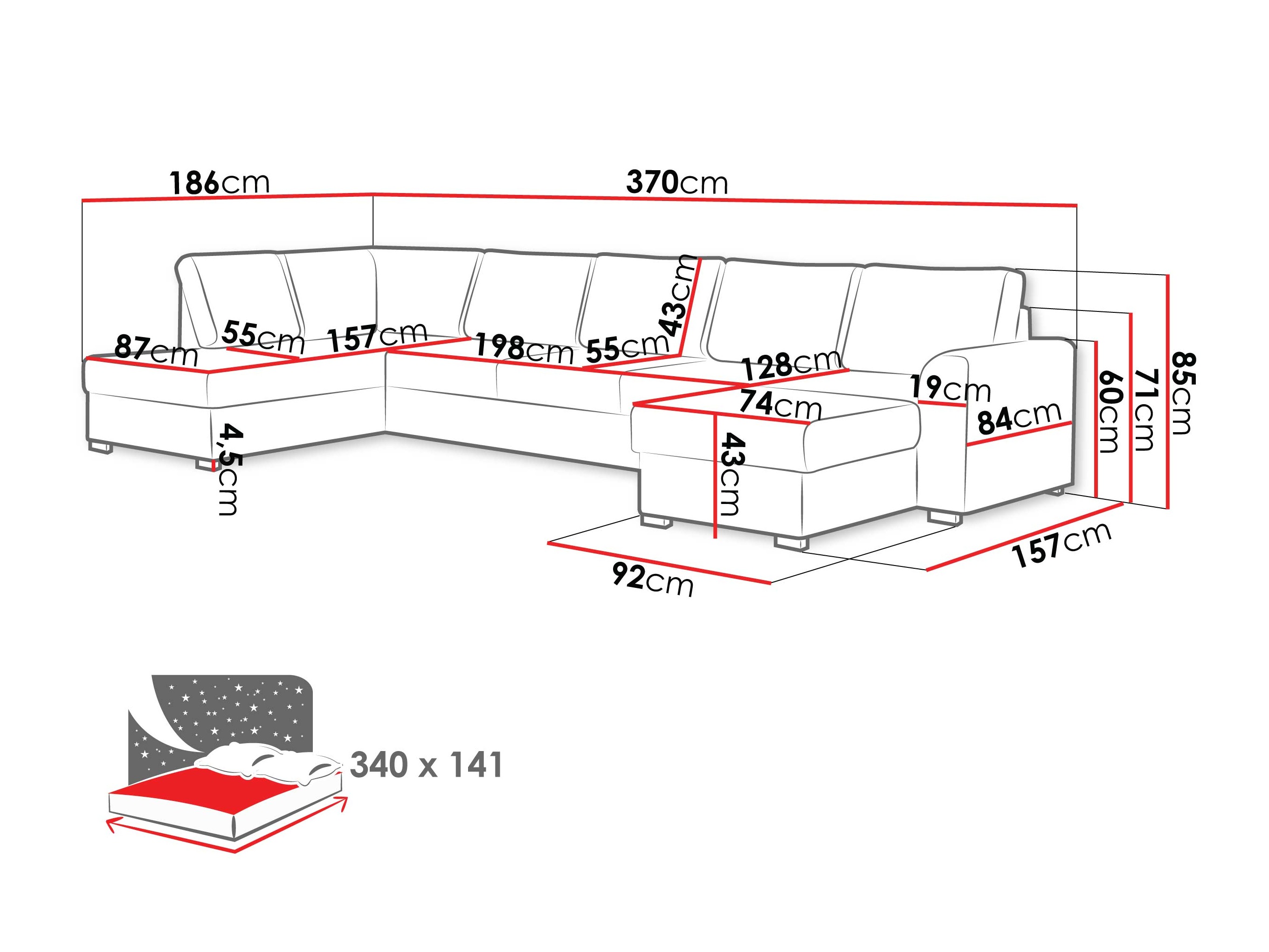 Horn­sófi Comfivo Flumen III (Piano 28)