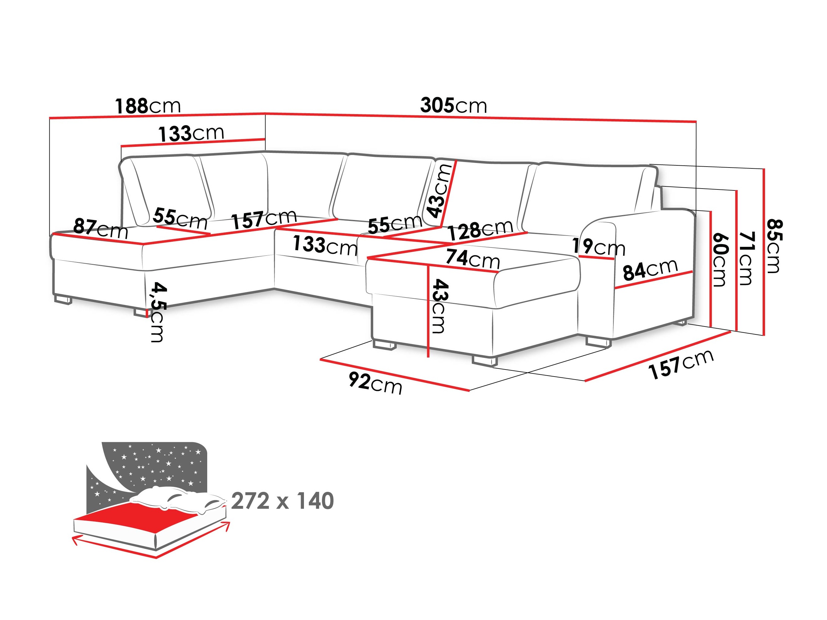 Horn­sófi Comfivo Flumen (Maya 11)
