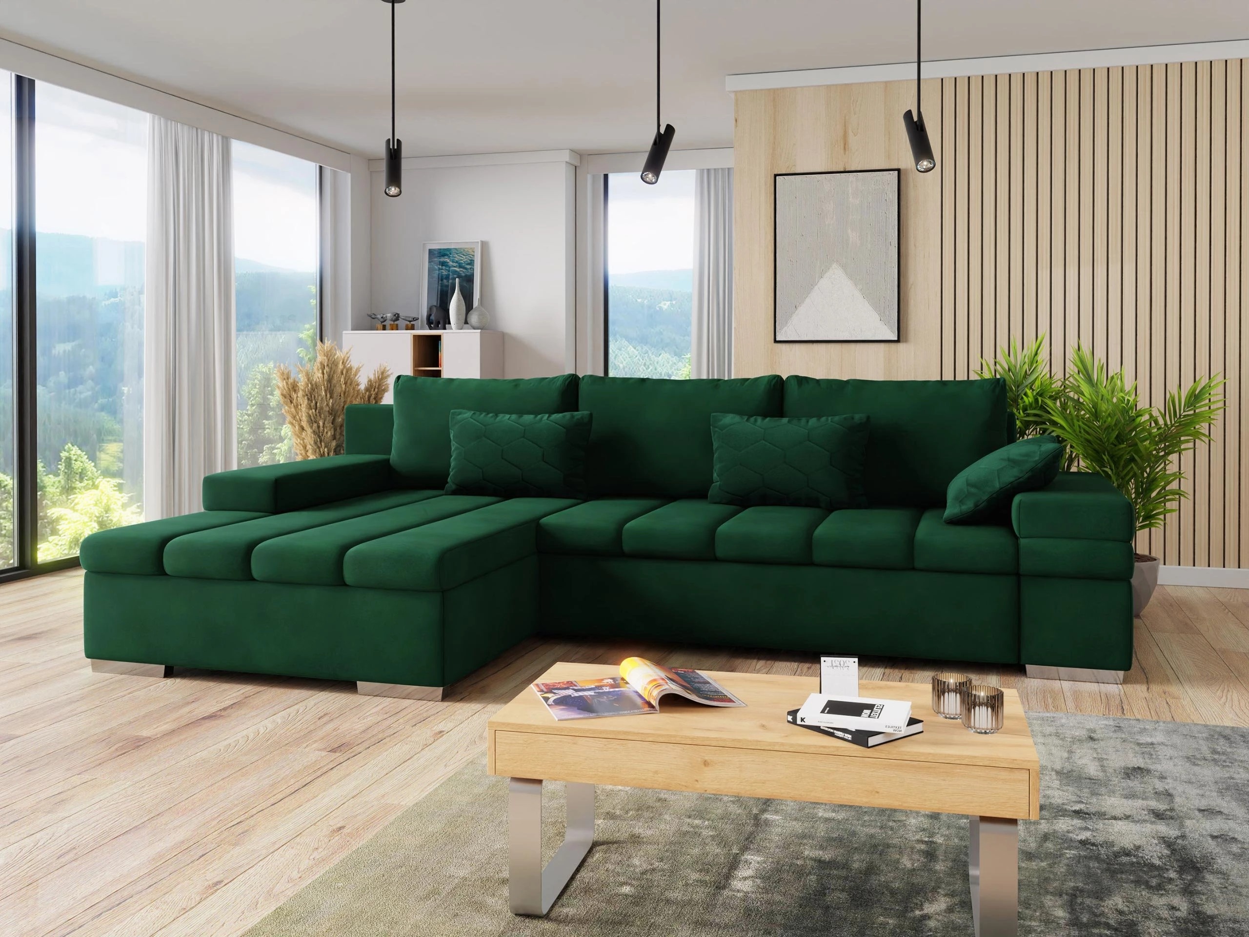 Horn­sófi Comfivo Olivetum II (Uttario Velvet 2951 + Magic Velvet Pik 2225)