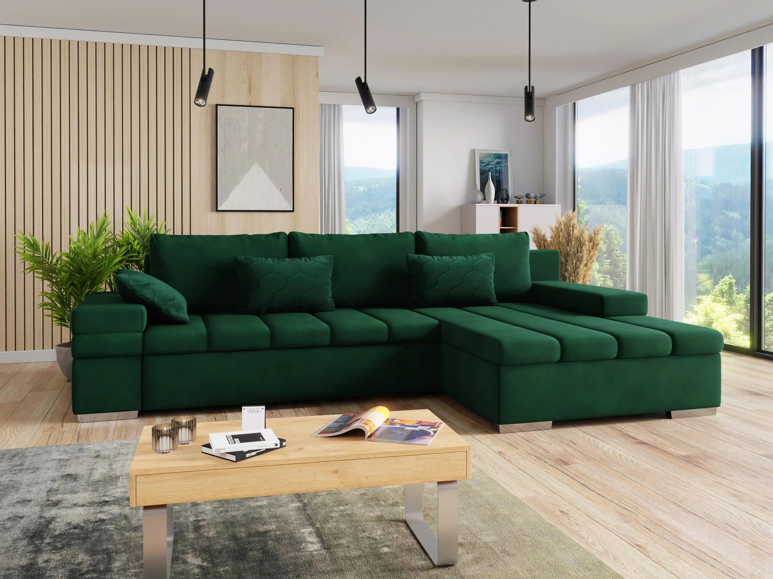 Horn­sófi Comfivo Olivetum II (Uttario Velvet 2951 + Magic Velvet Pik 2225)