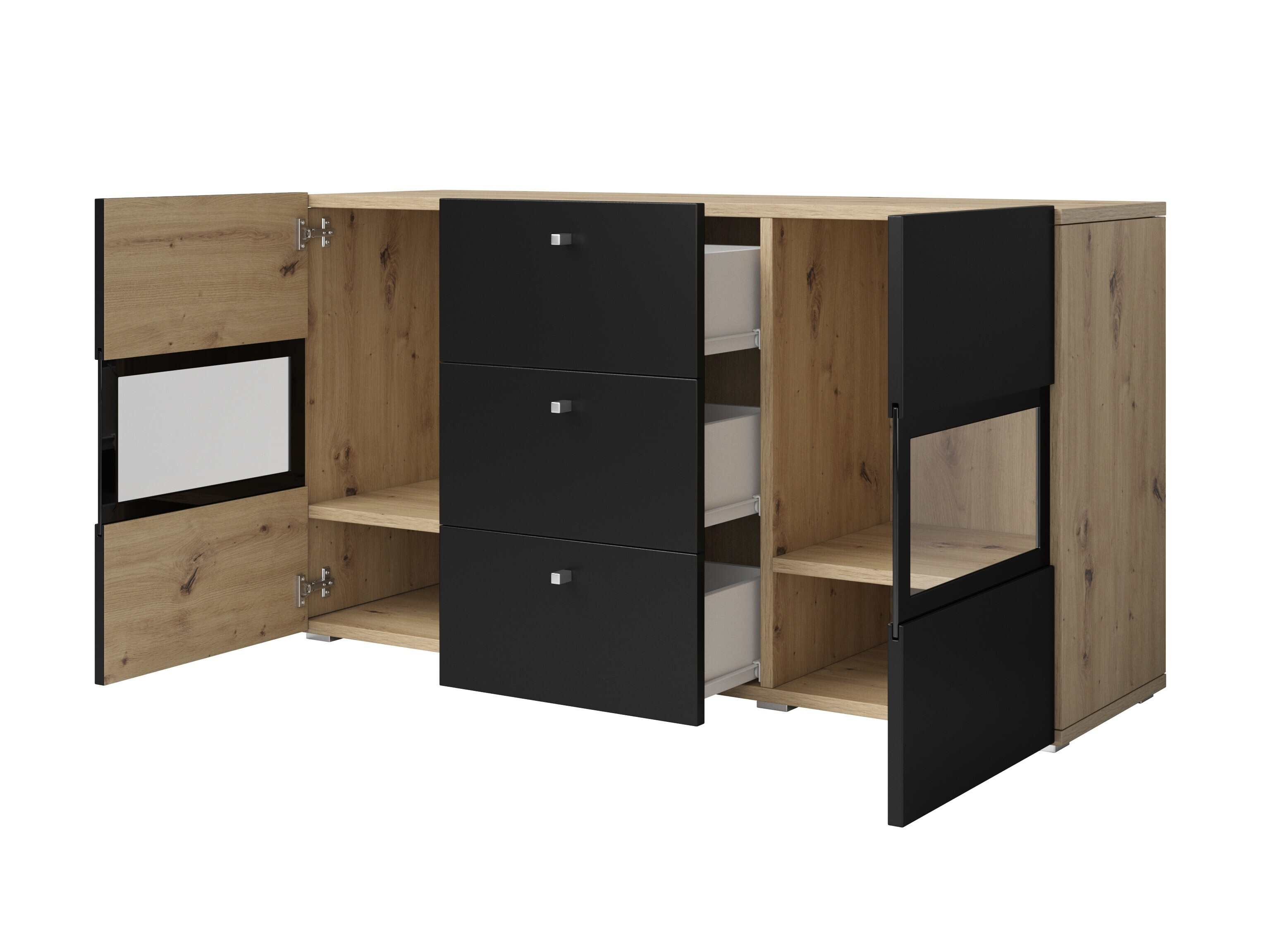 Stofusett Serodeu 104 (Artisan-eik + Matt svart)