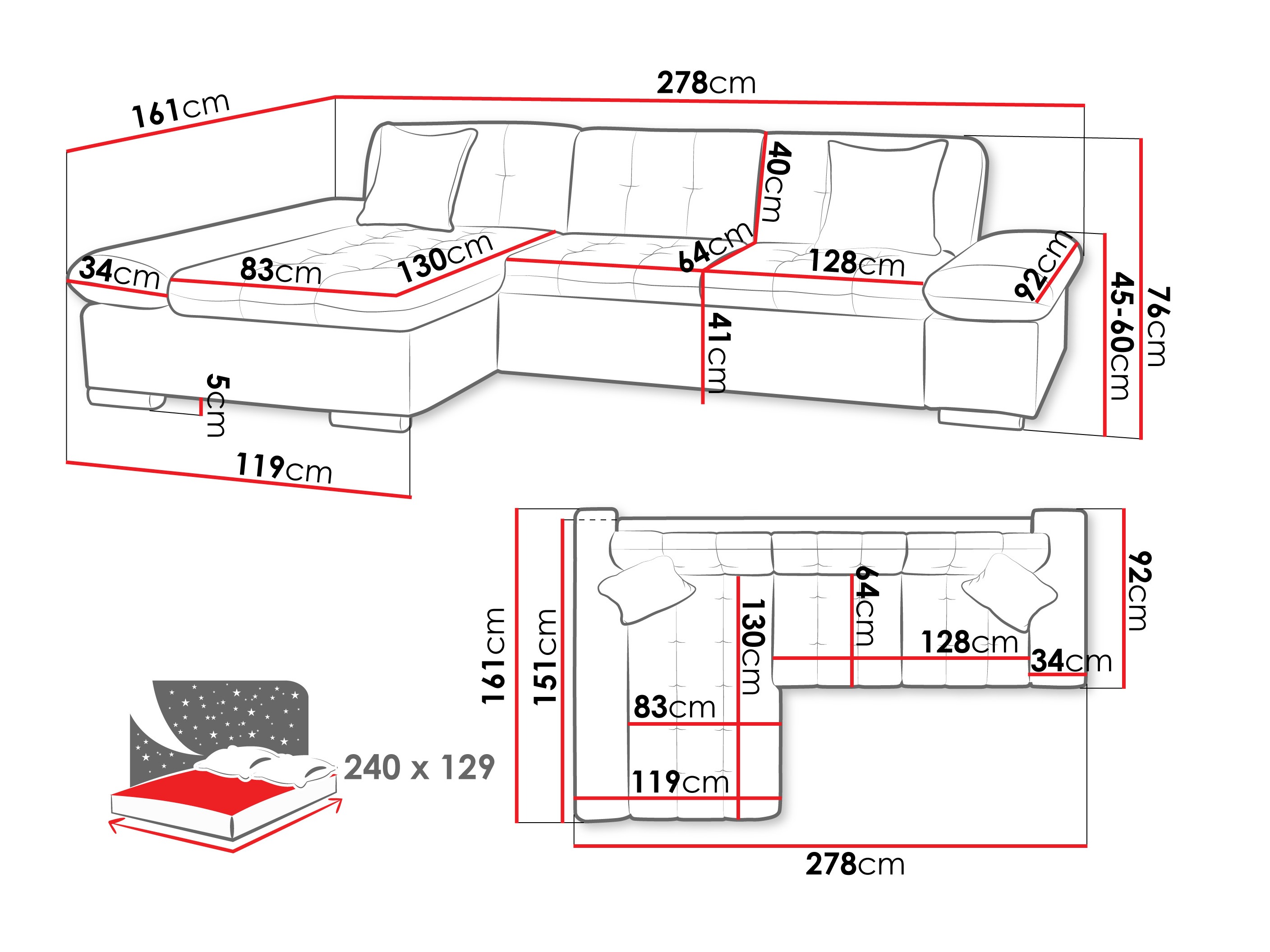 Horn­sófi Comfivo Sanitas II (Maya 07 + Maya 02)