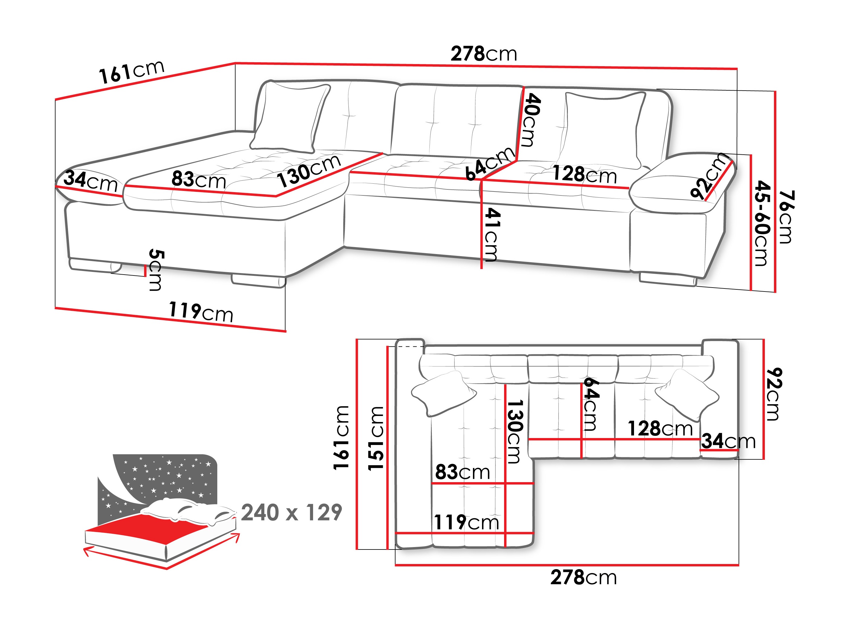 Horn­sófi Comfivo Sanitas II (Piano 17)