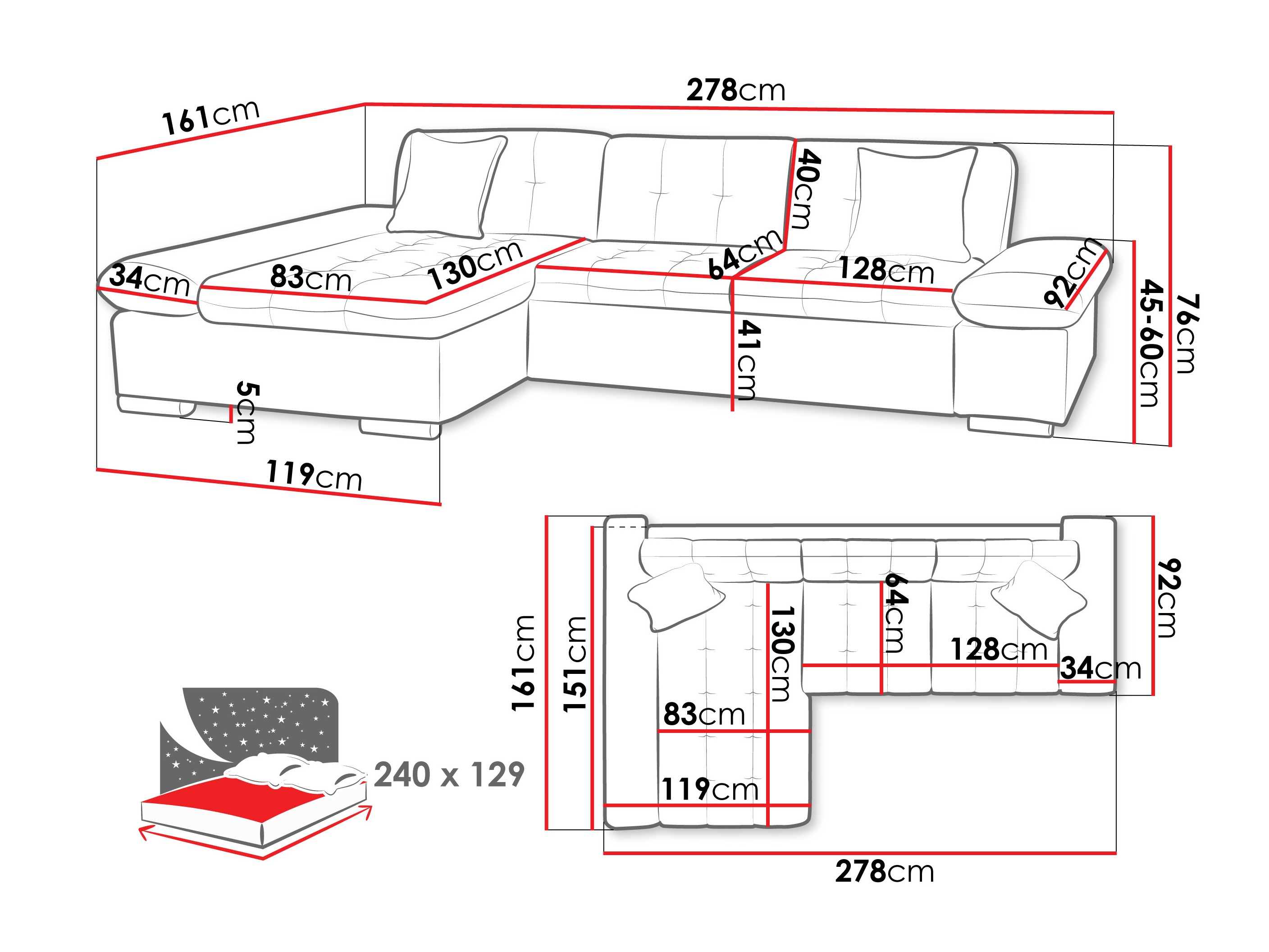 Horn­sófi Comfivo Sanitas II (Piano 17)