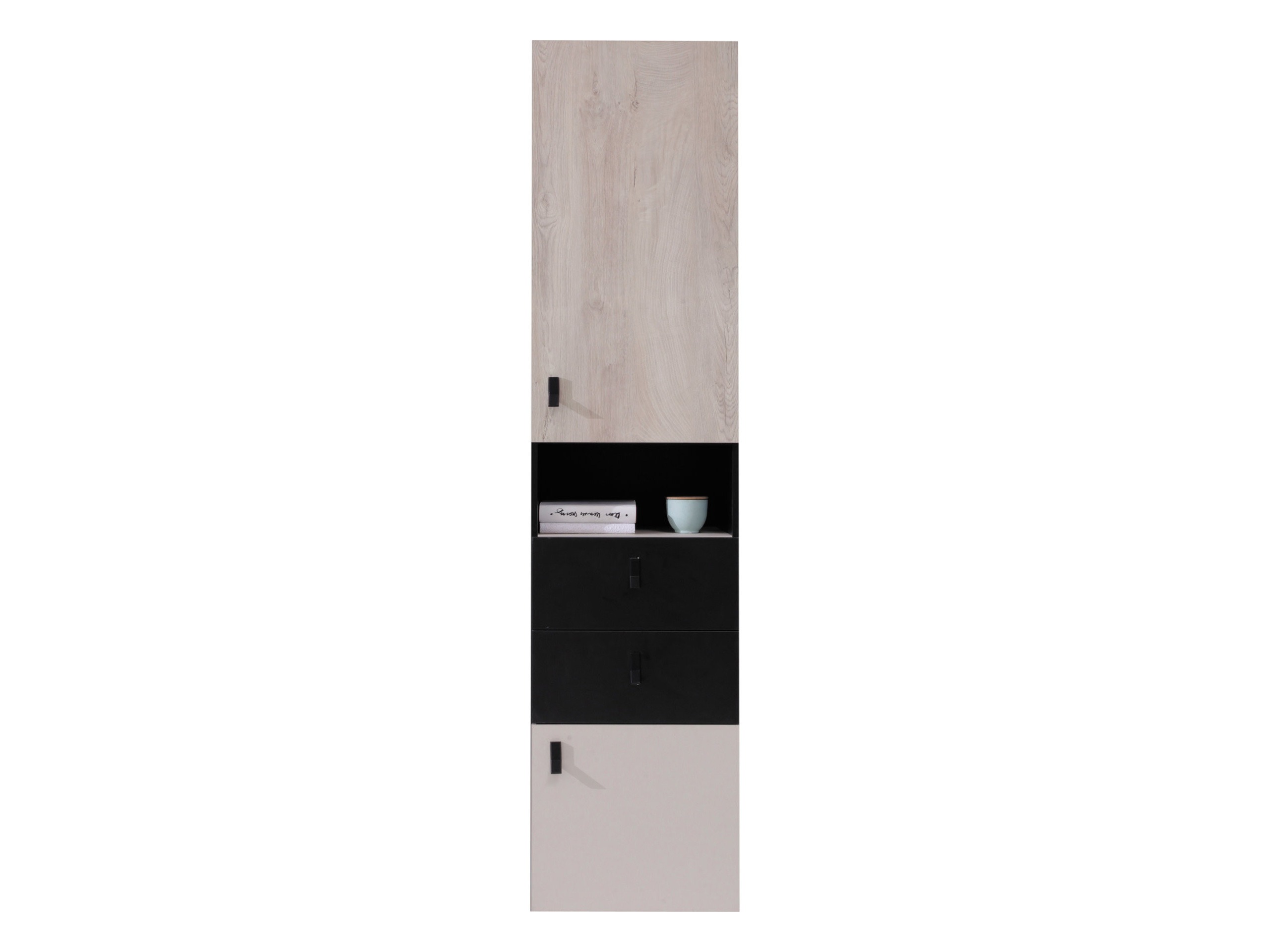 Bókahilla Camteso 102 (Svartur + Eik + Beige)