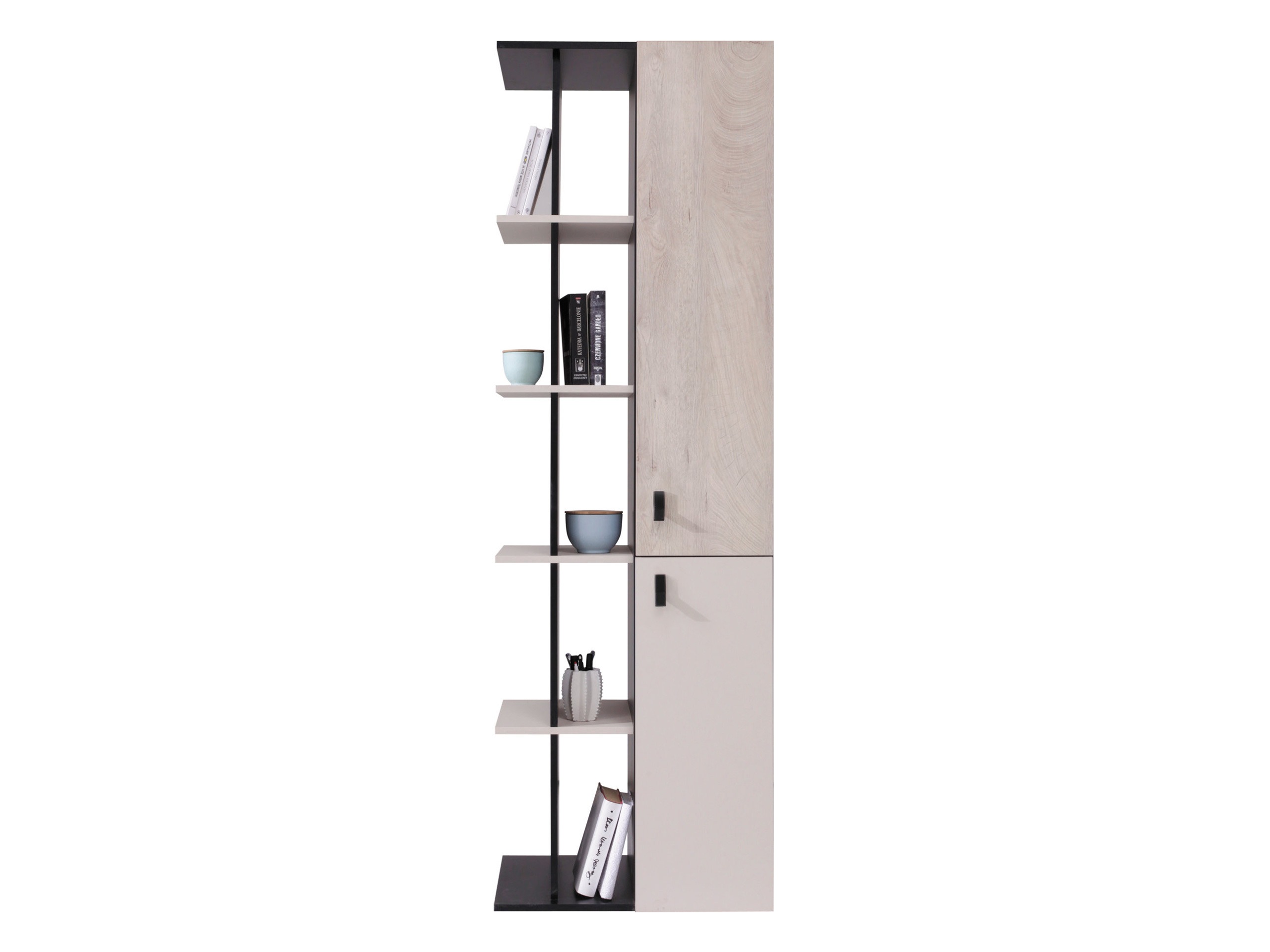 Bókahilla Camteso 103 (Svartur + Eik + Beige)