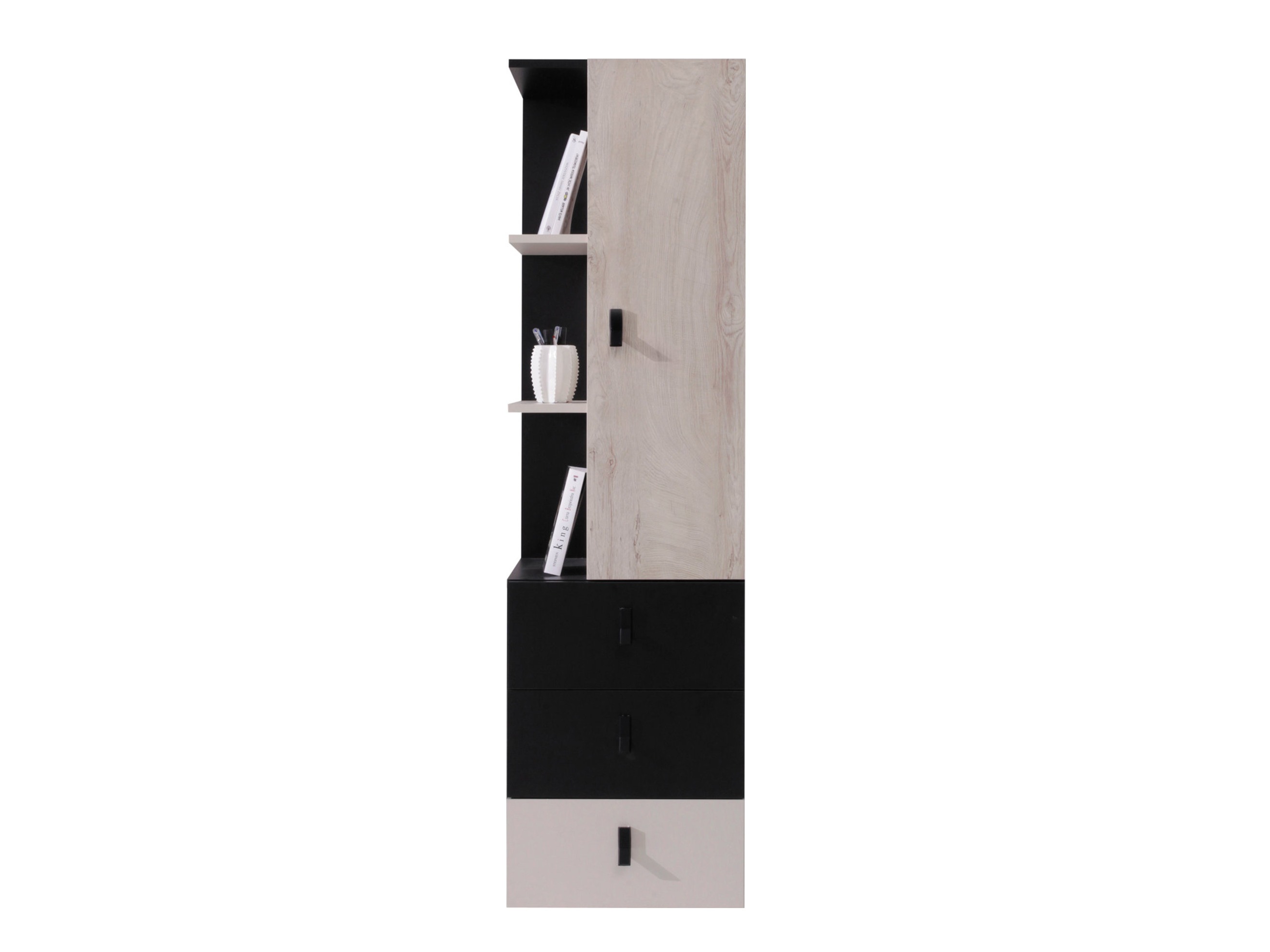Bókahilla Camteso 105 (Svartur + Eik + Beige)