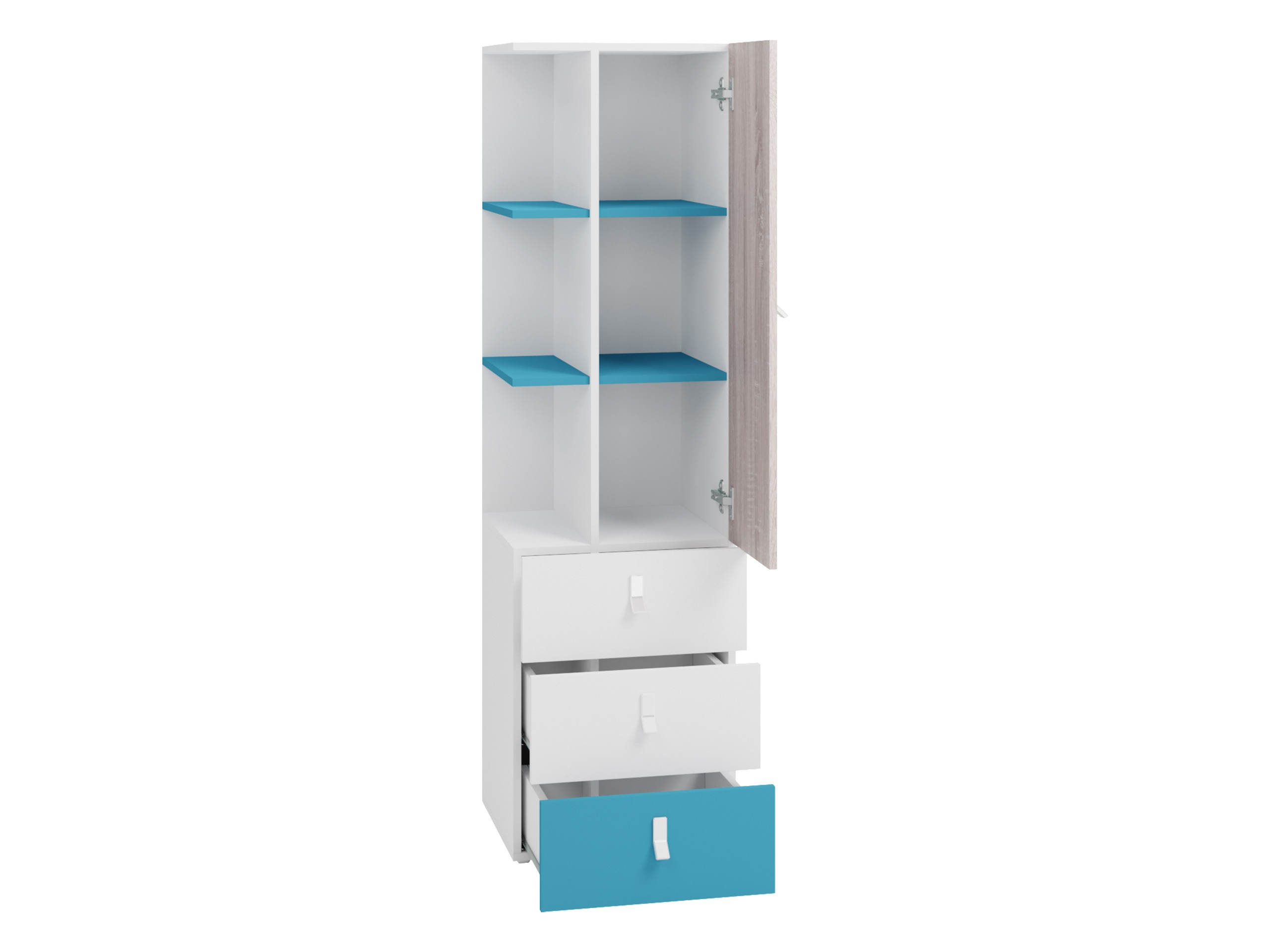 Bókahilla Camteso 105 (Svartur + Eik + Beige)