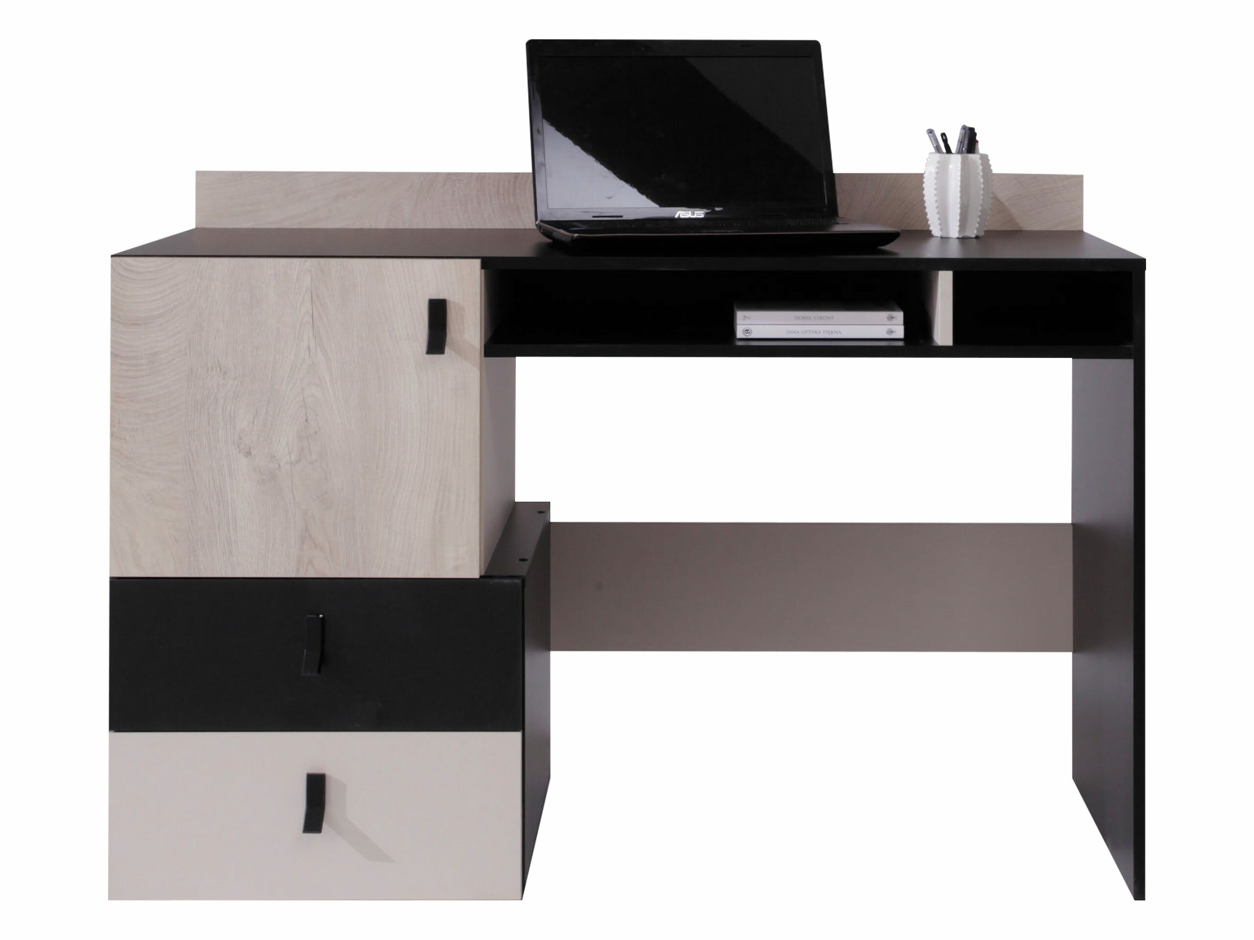 Skrifborð Camteso 107 (Svartur + Eik + Beige)