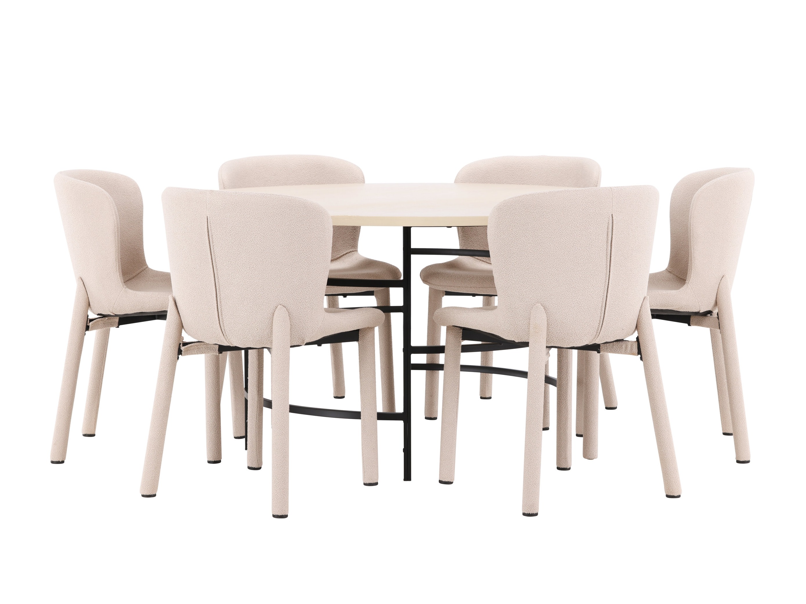 Borðstofusett Dallas 4987 (Ljósbrúnn + Svartur)