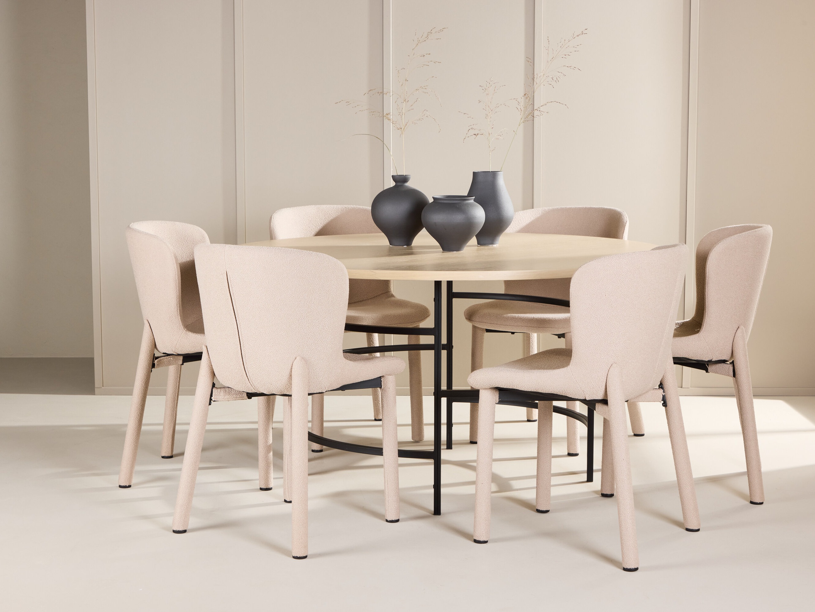 Borðstofusett Dallas 4987 (Ljósbrúnn + Svartur)