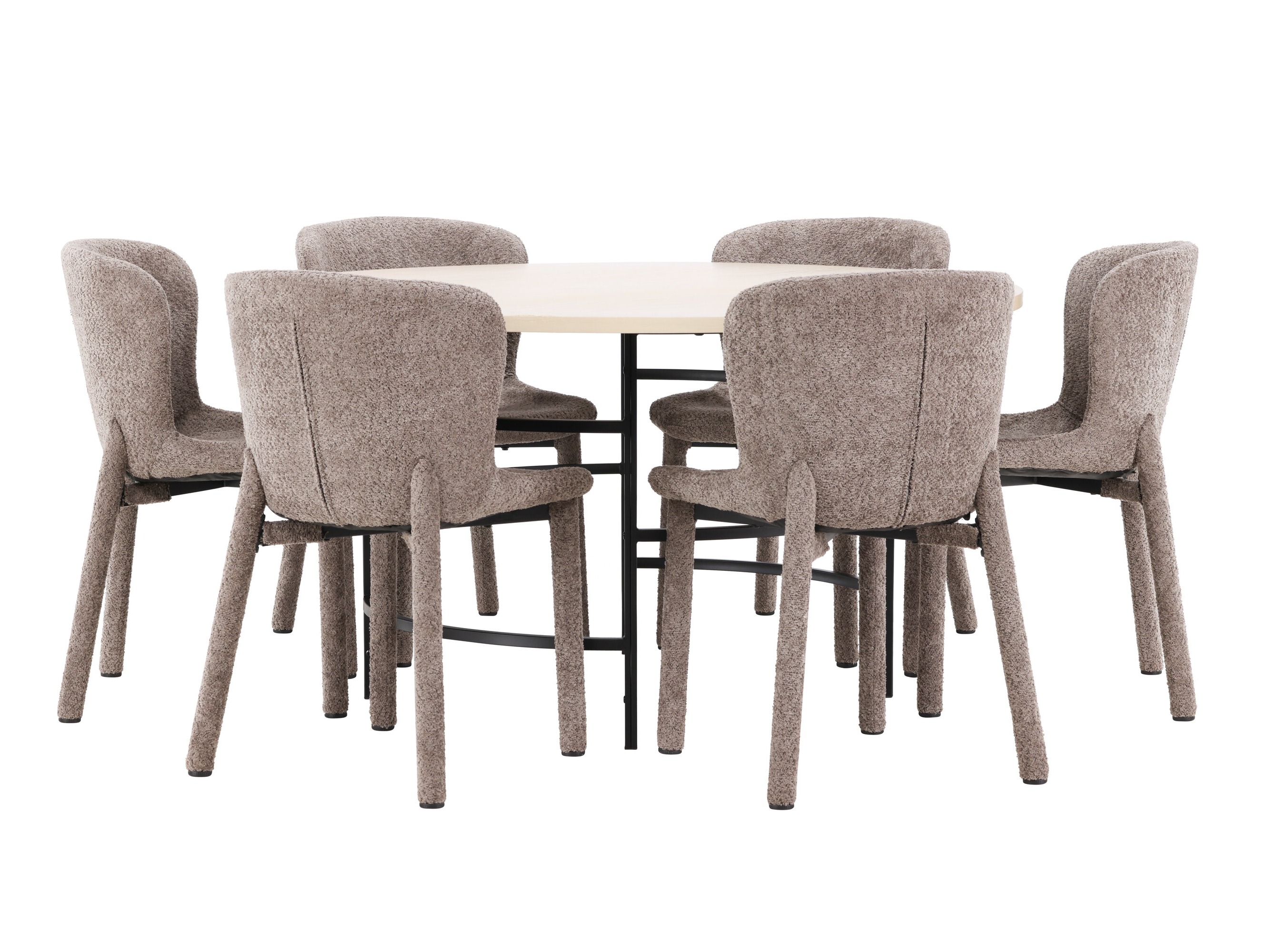 Borðstofusett Dallas 4987 (Ljósbrúnn + Svartur)