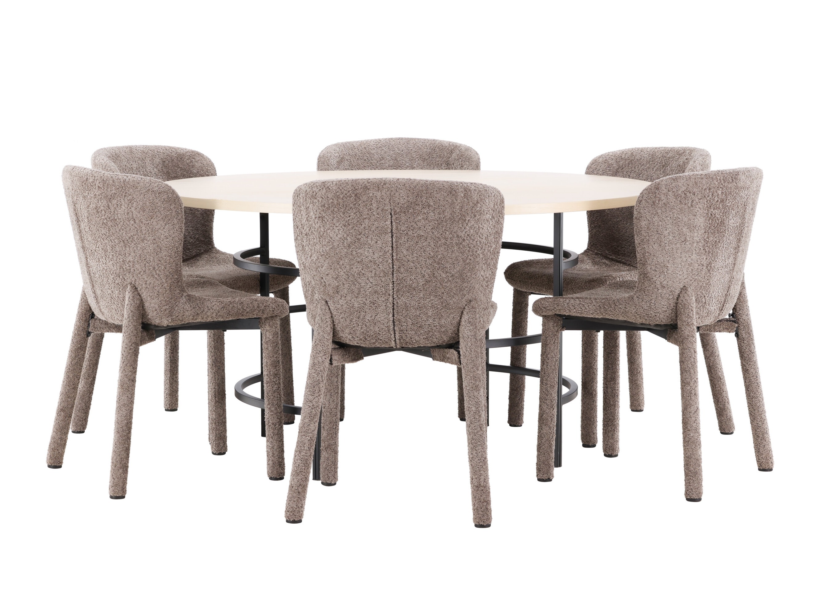 Borðstofusett Dallas 4987 (Ljósbrúnn + Svartur)