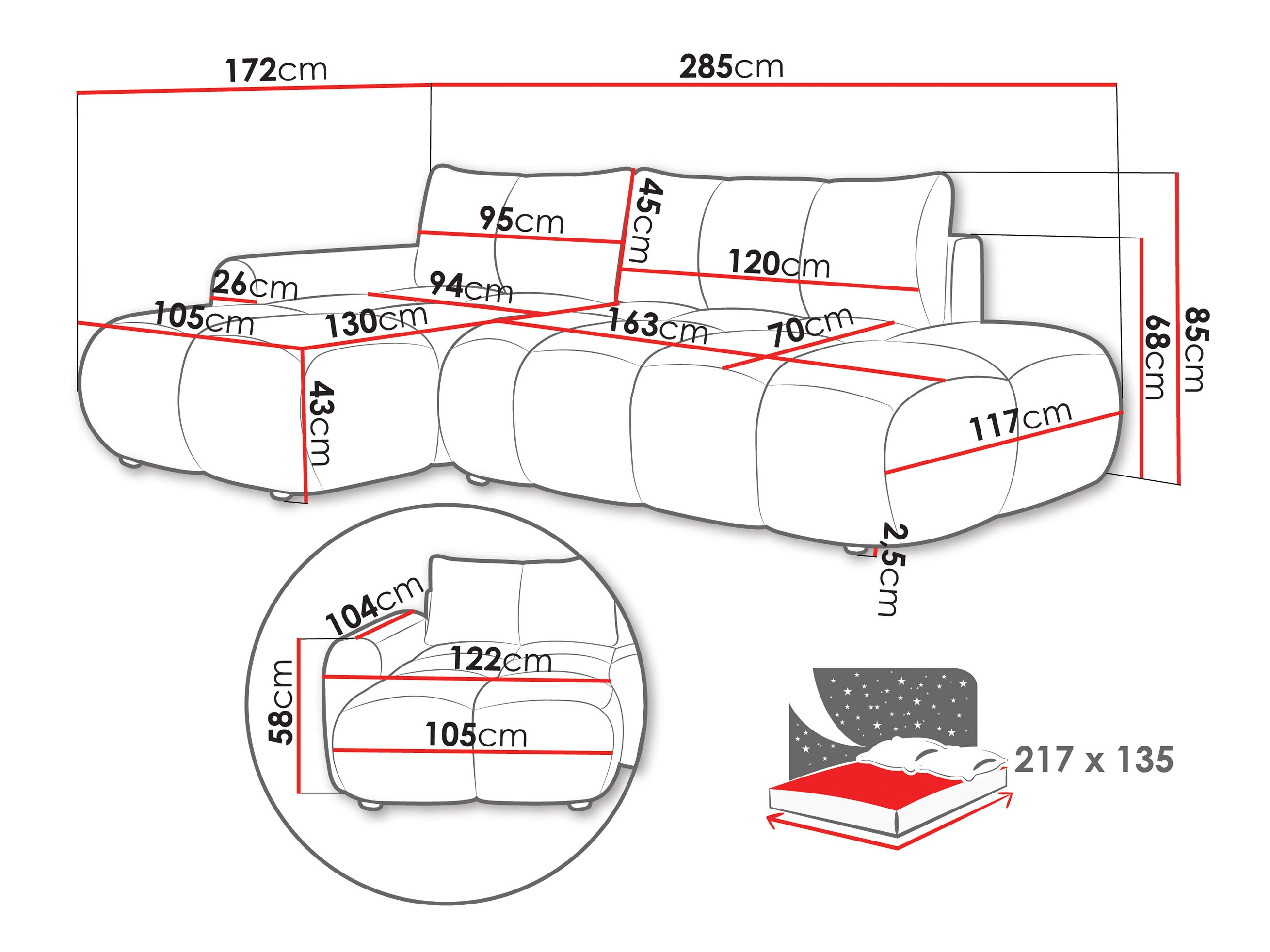 Horn­sófi TrendyNest Ansera (Flow 02)