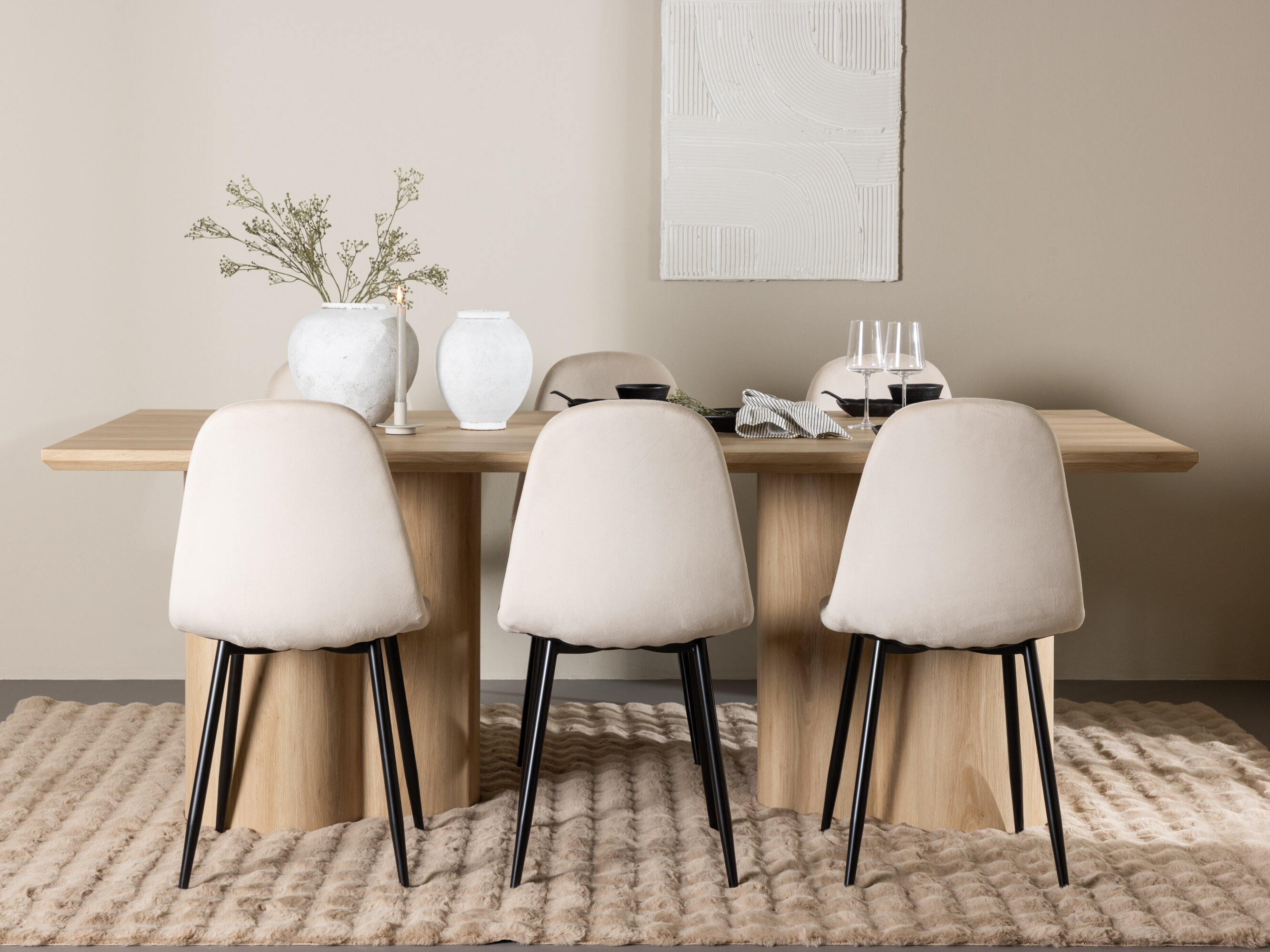 Borðstofusett Dallas 5018 (Beige)