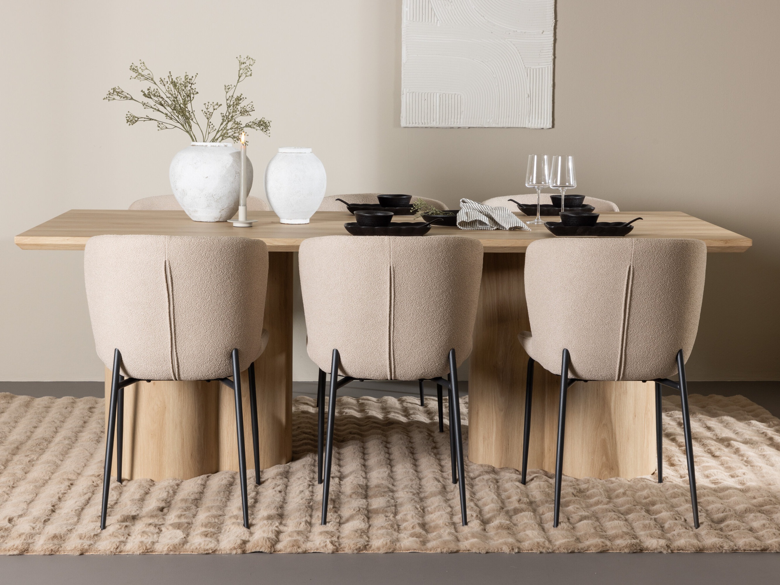 Borðstofusett Dallas 5021 (Beige)