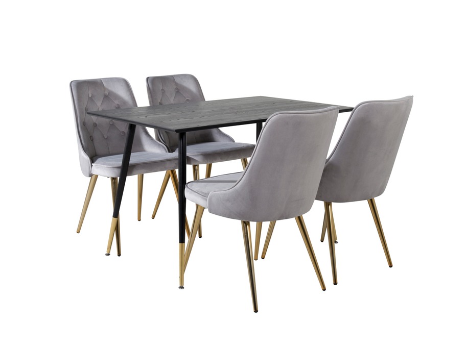 Borðstofusett Dallas 1673 (Grár + gylltur)