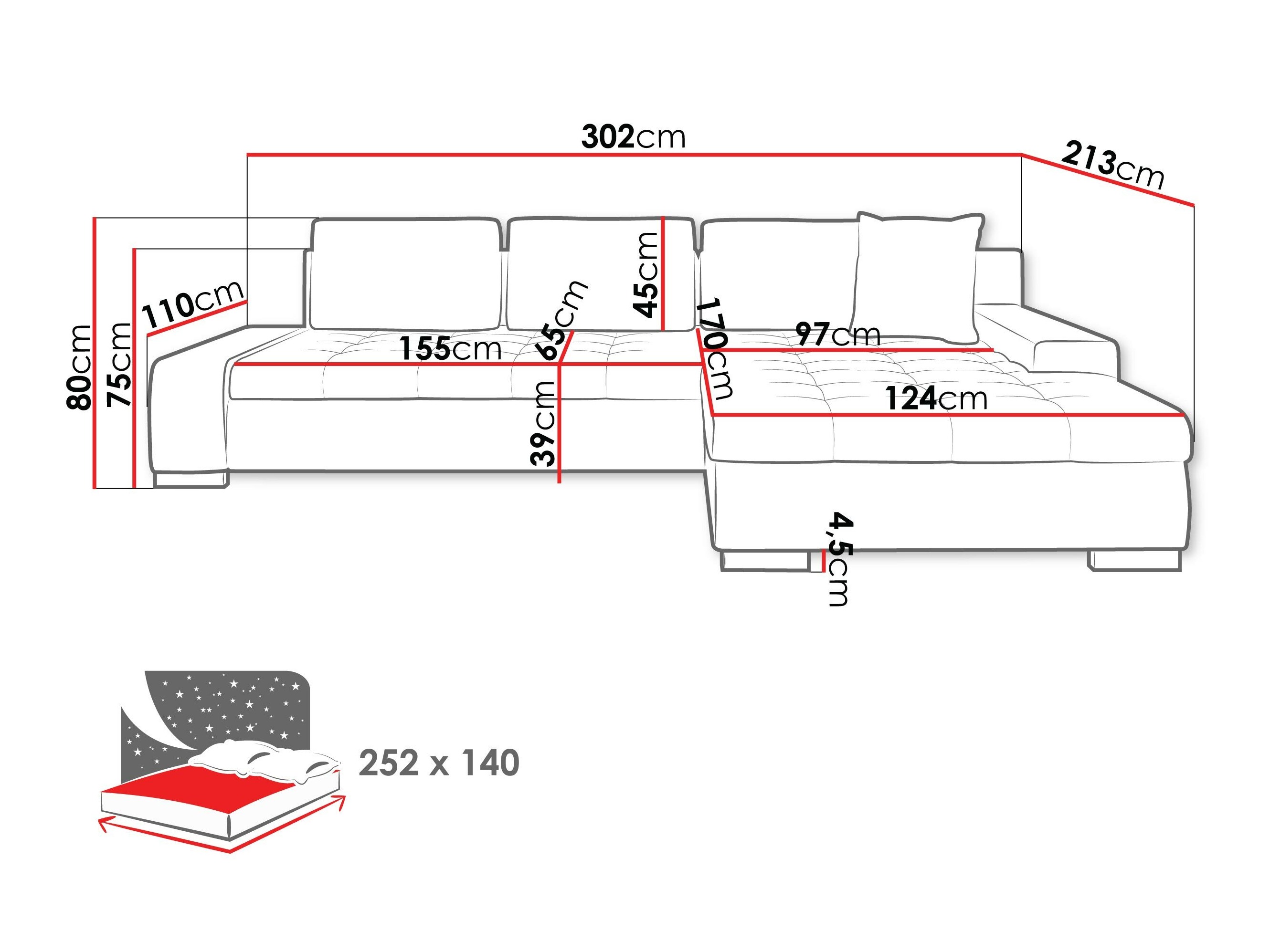 Horn­sófi Comfivo Nitor II (Kronos 022 + Senegal 818)