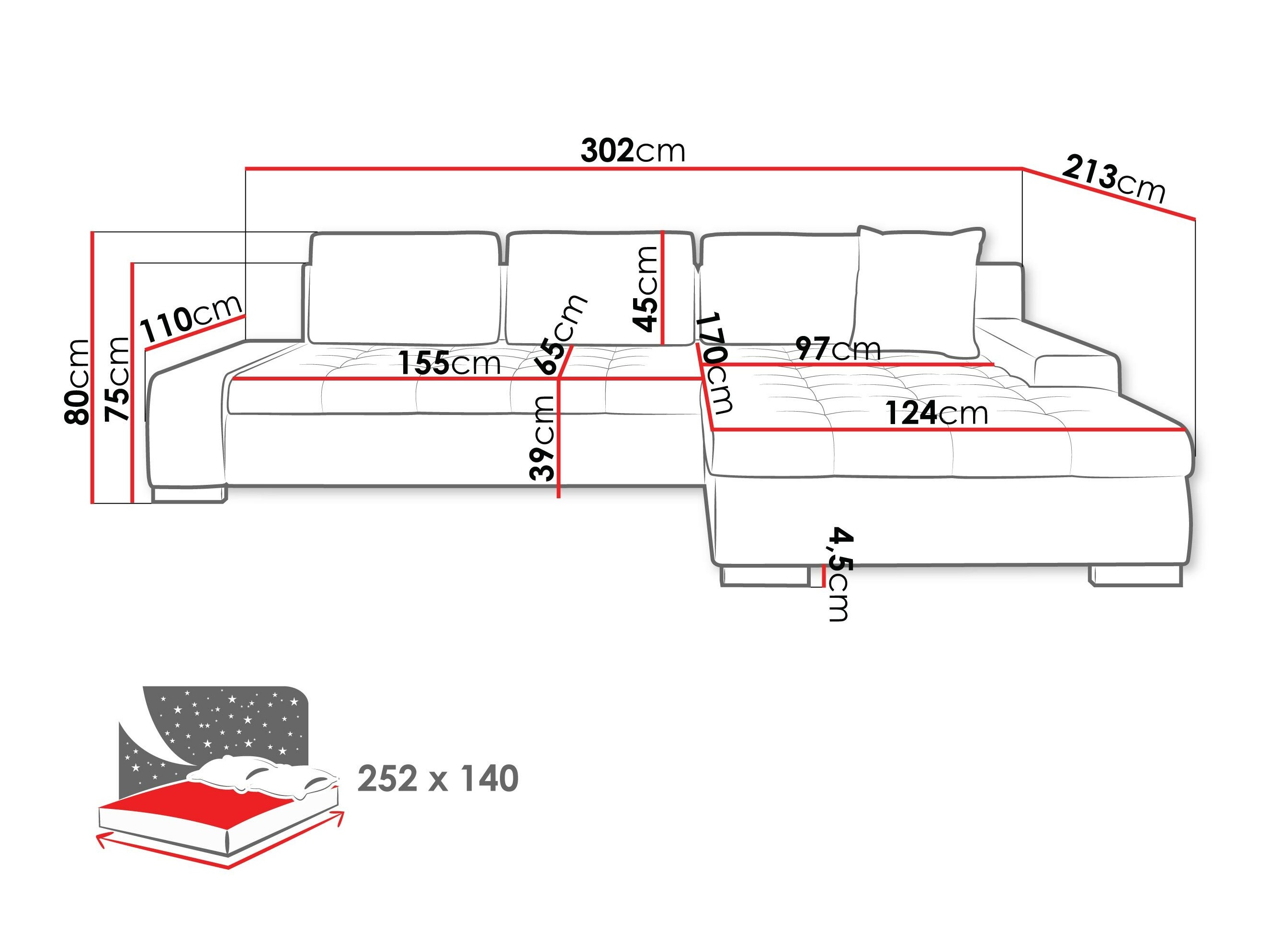 Horn­sófi Comfivo Nitor II (Soft 011 + Lawa 06)