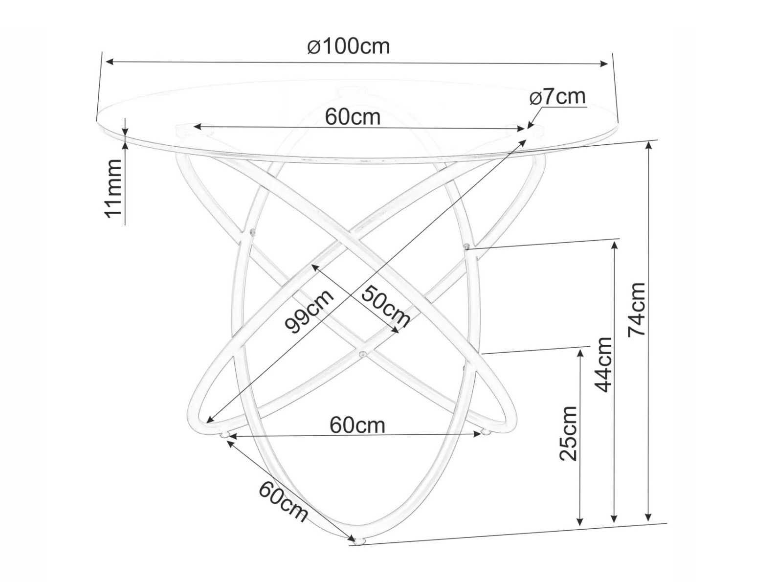 Borð Detroit 933 (Svartur)