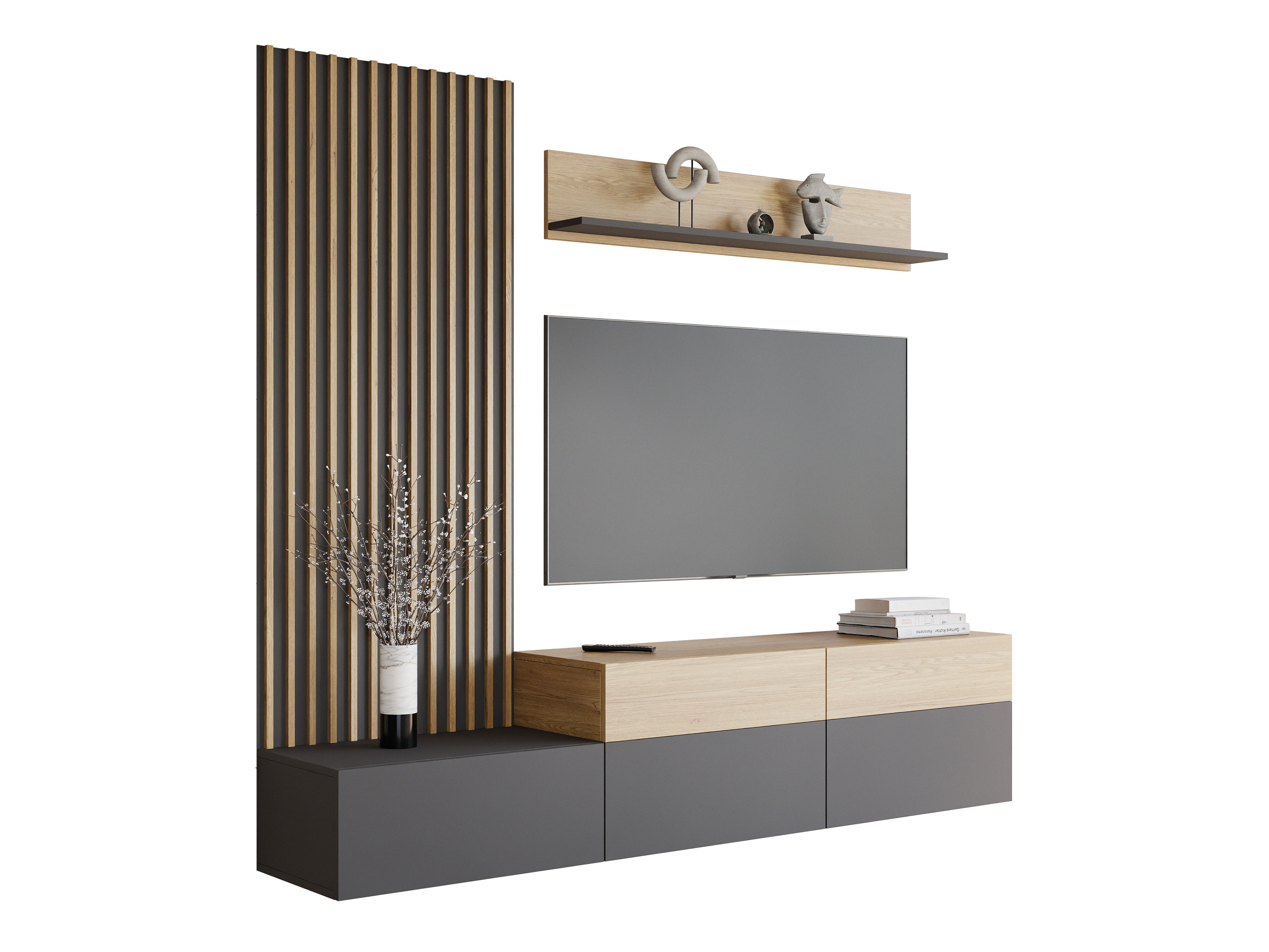 Stofusett Comfivo Munium I (Grafít + Eik)