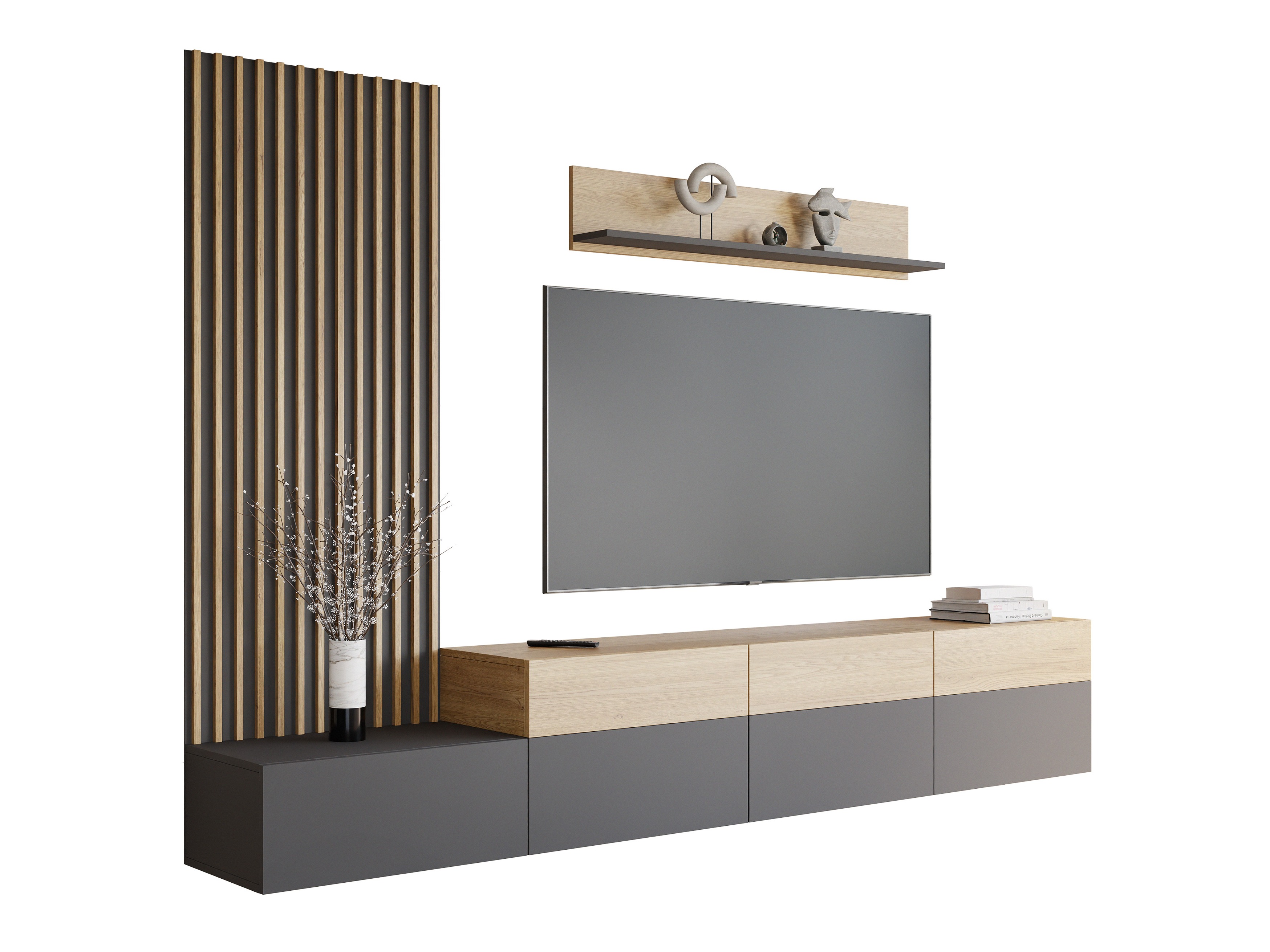 Stofusett Comfivo Munium II (Grafít + Eik)