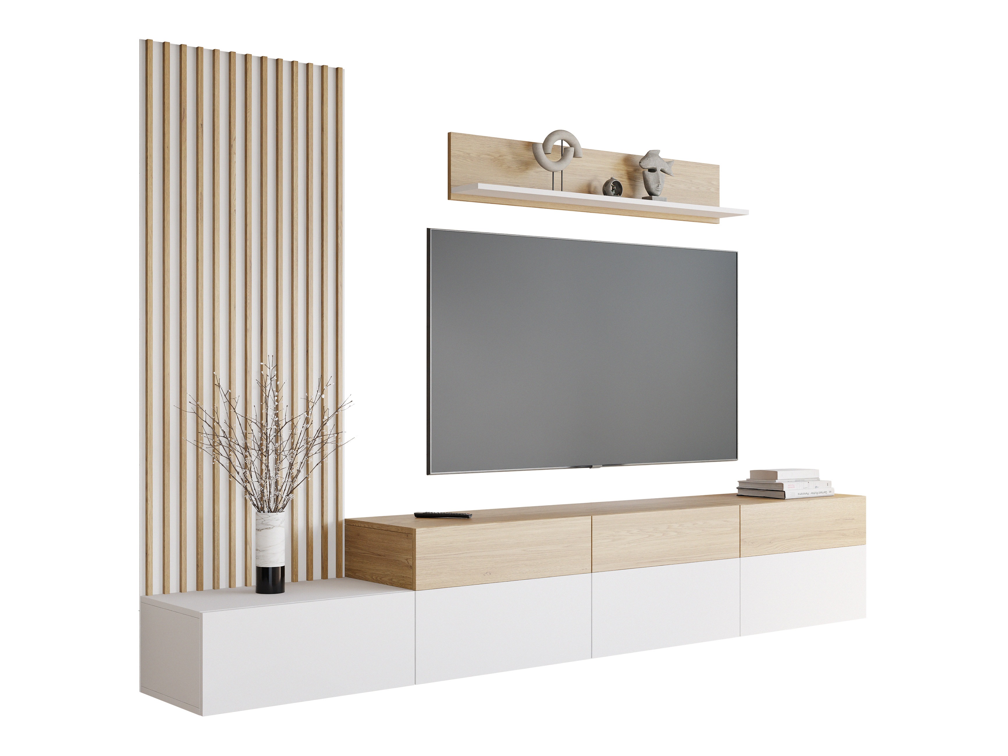 Stofusett Comfivo Munium II (Hvítur + Eik)