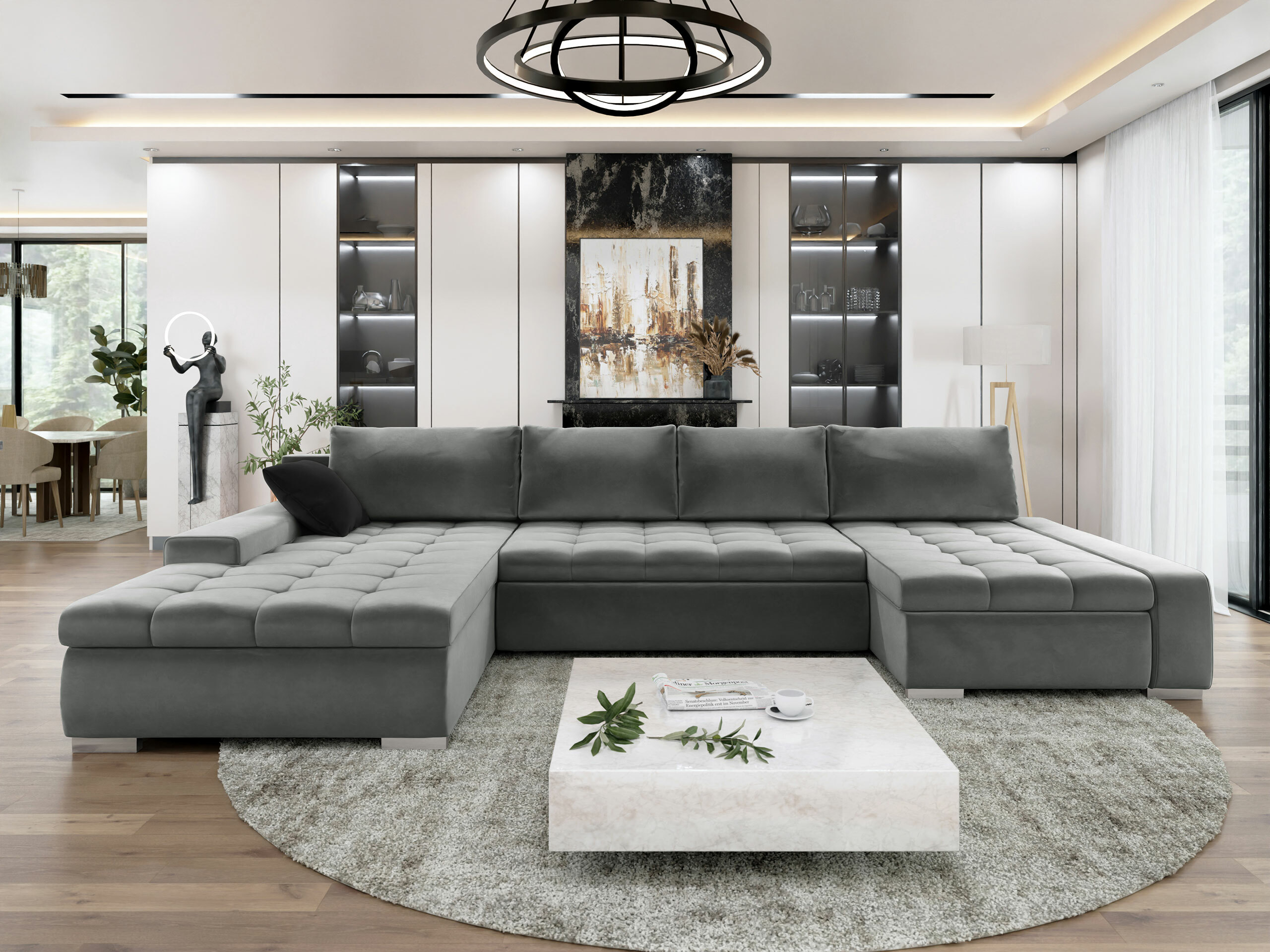 Horn­sófi Comfivo Oliva (Magic Velvet 2217 + Magic Velvet 2219)