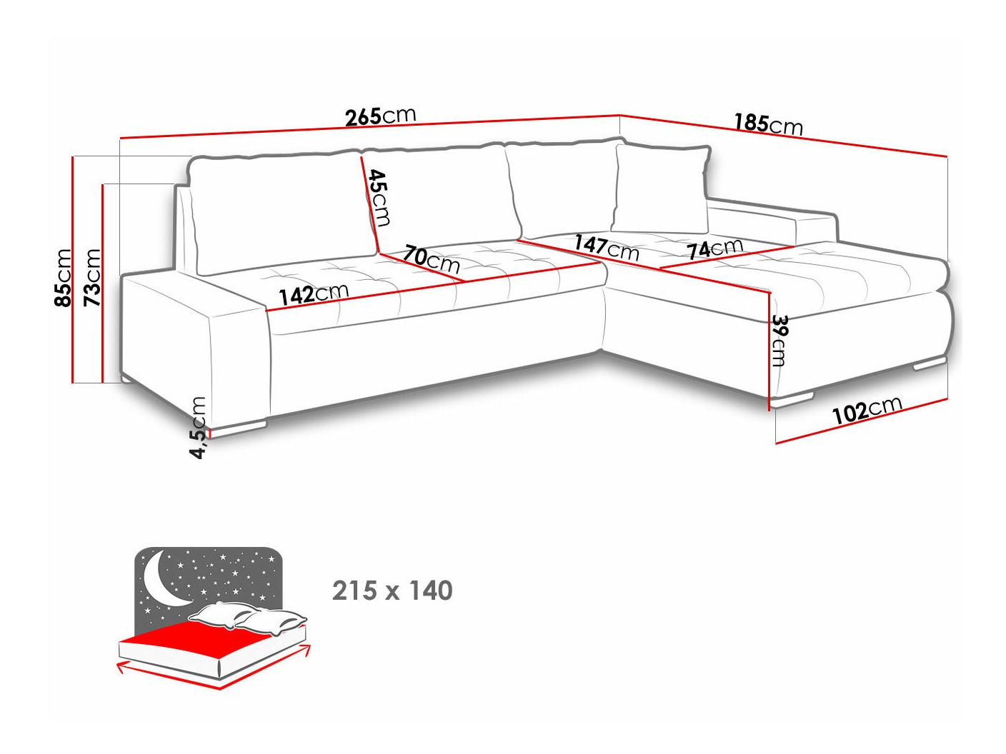 Horn­sófi Comfivo Nitor I (Soft 011 + Lux 06)