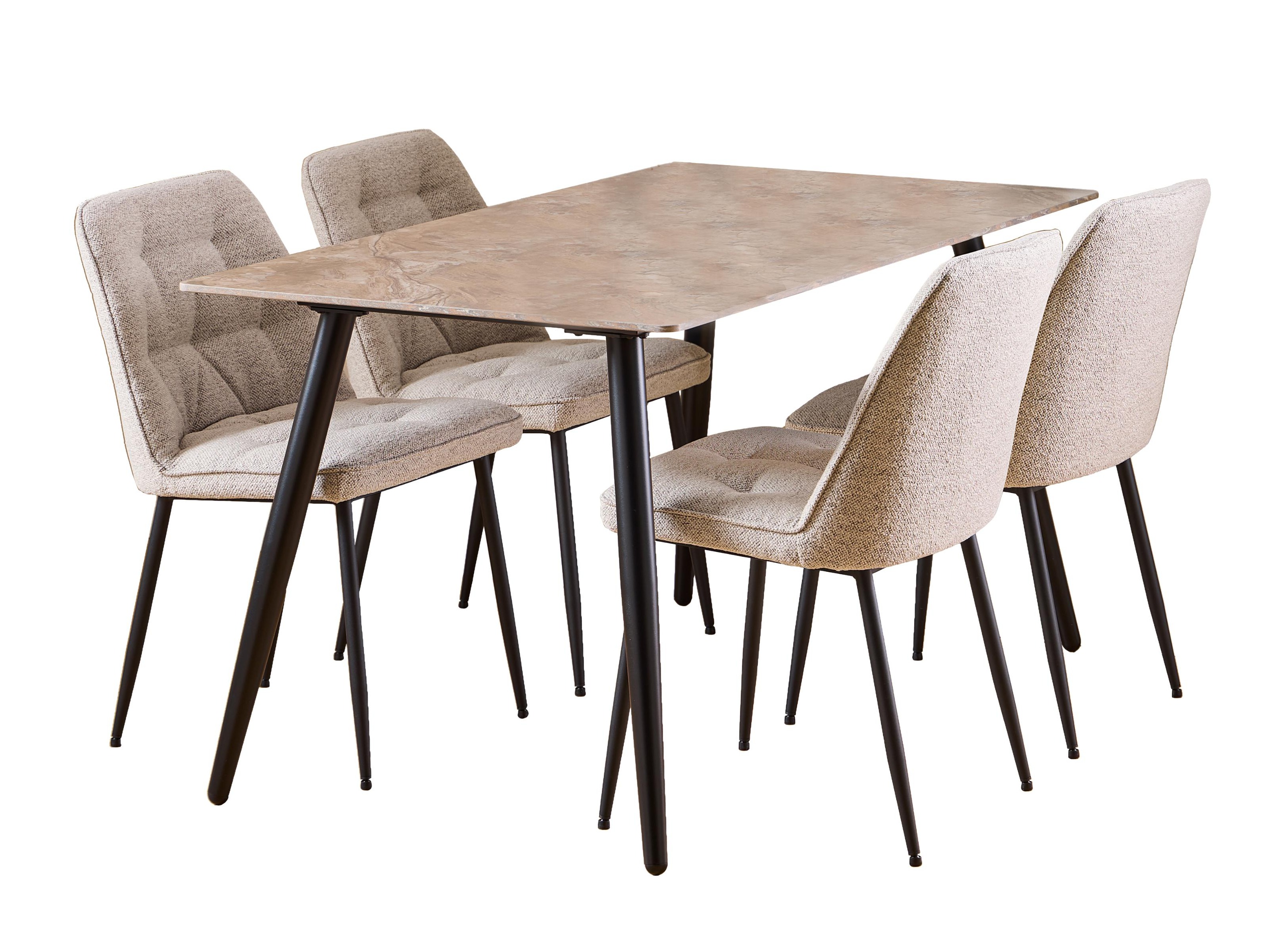 Borðstofusett Norsica 1012 (Brúnn marmari)