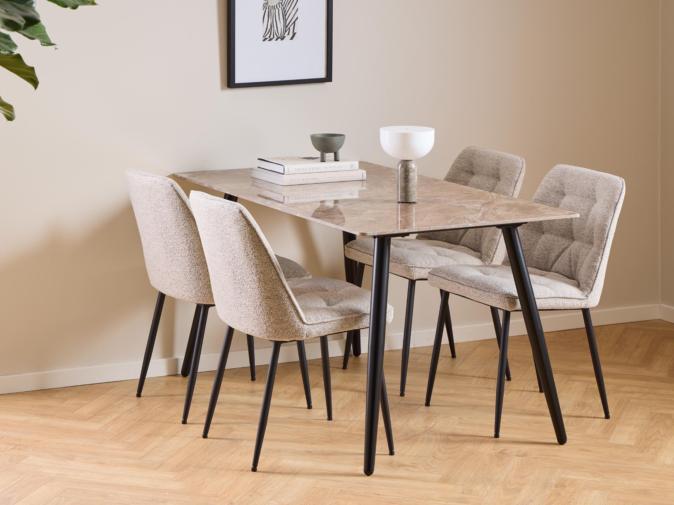 Borðstofusett Norsica 1012 (Brúnn marmari)