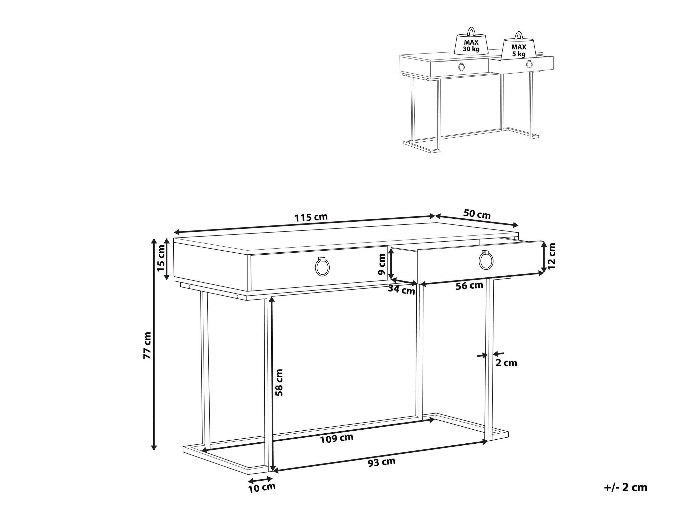 Console borð Berwyn 3020 (Hvítur + Gylltur)