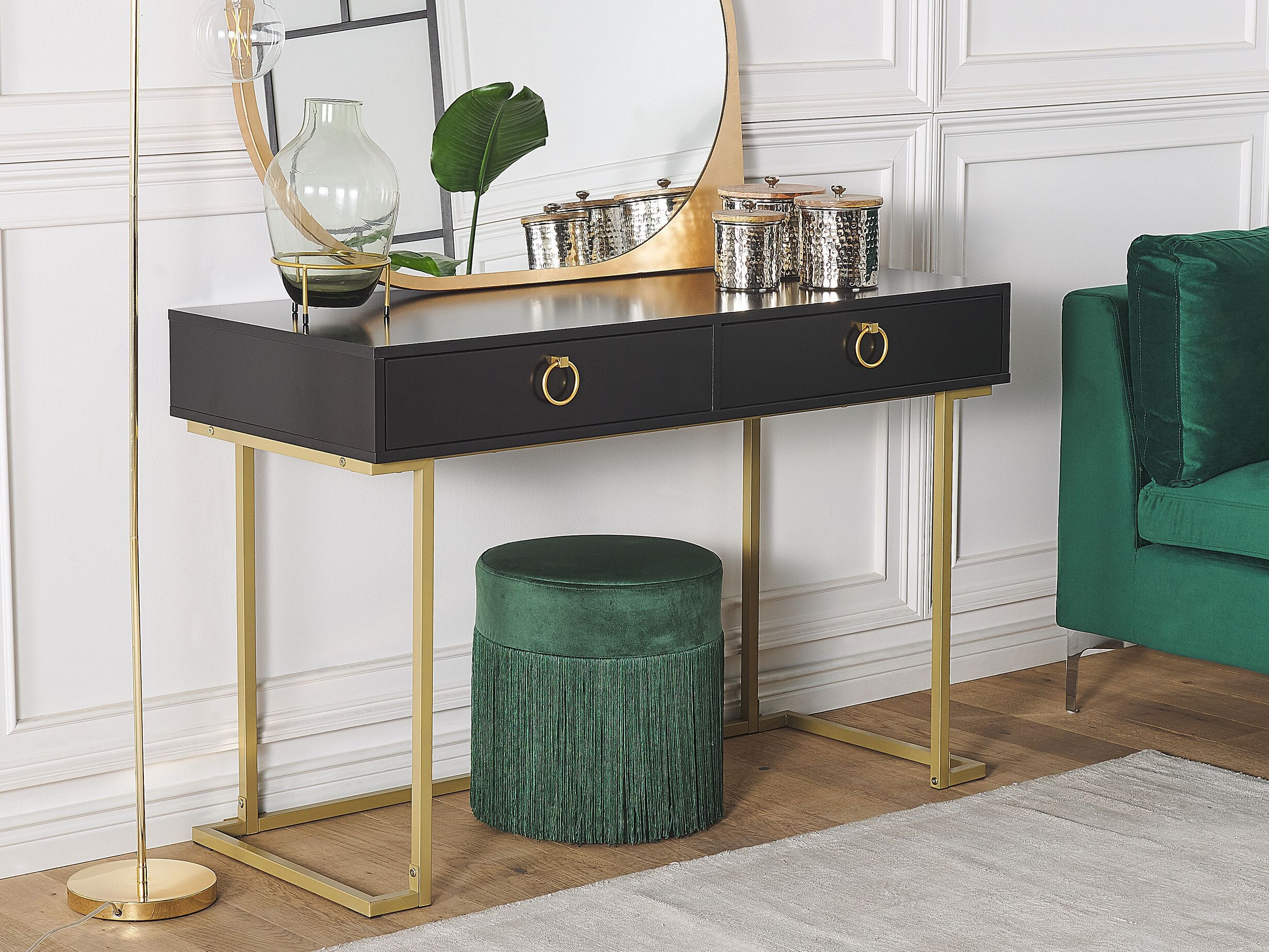 Console borð Berwyn 3020 (Svartur + Gylltur)