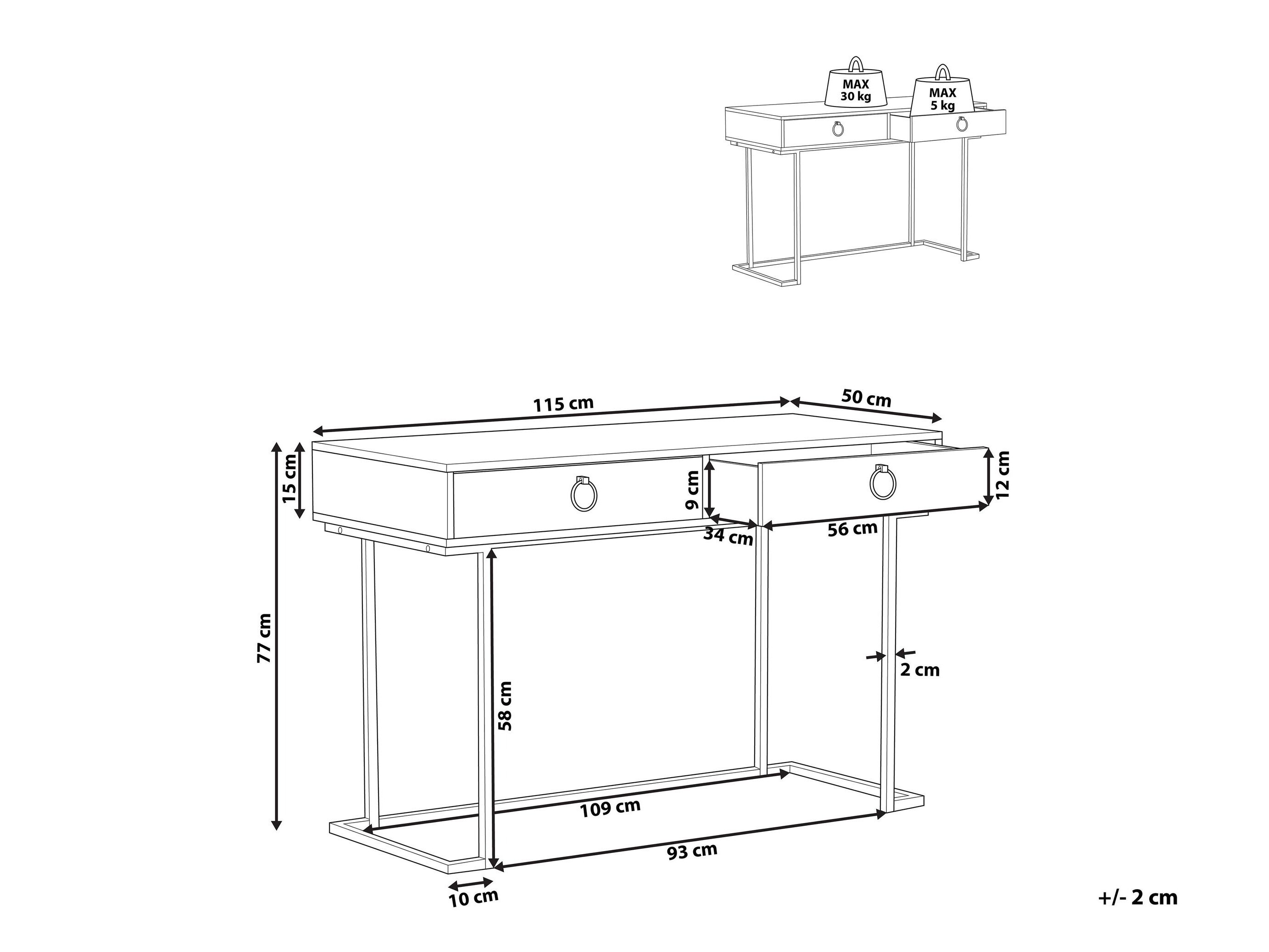 Console borð Berwyn 3020 (Svartur + Gylltur)
