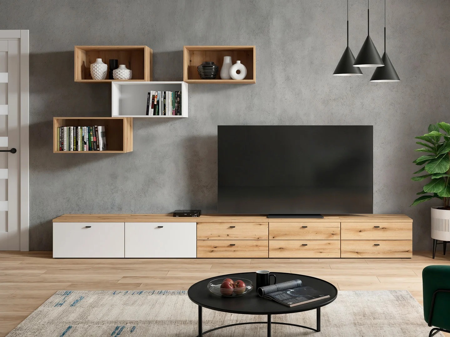 Stofusett Merciru 116 (Eik + Hvítur)