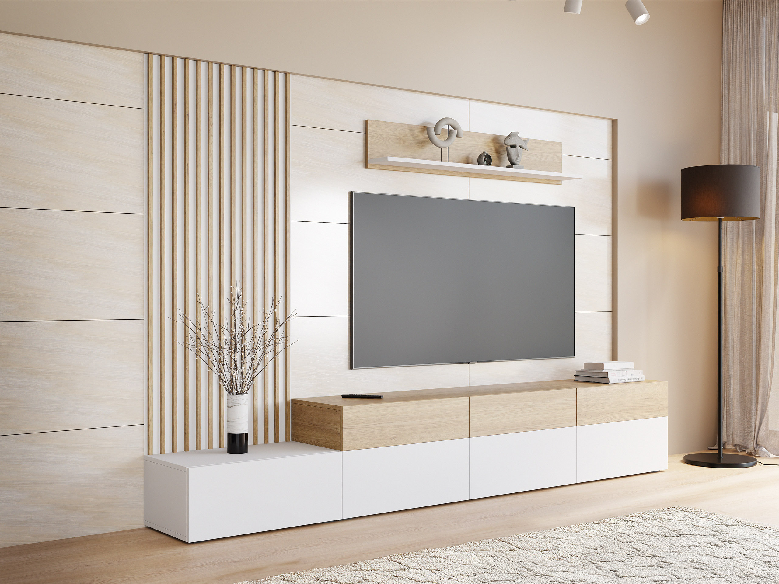 Stofusett Comfivo Munium II (Hvítur + Eik)