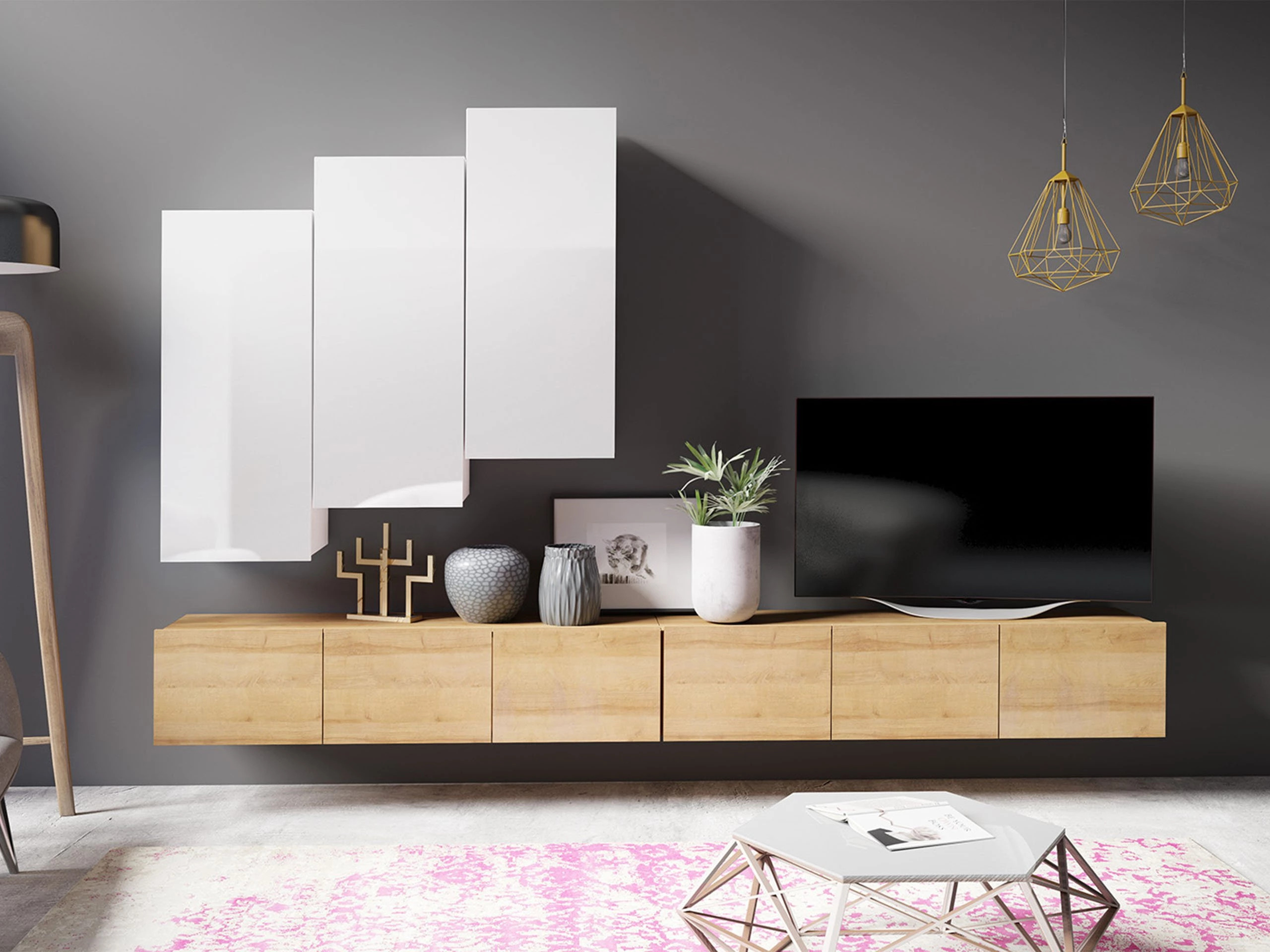 Stofusett Remus XX (Gyllt eik + Hvítur)
